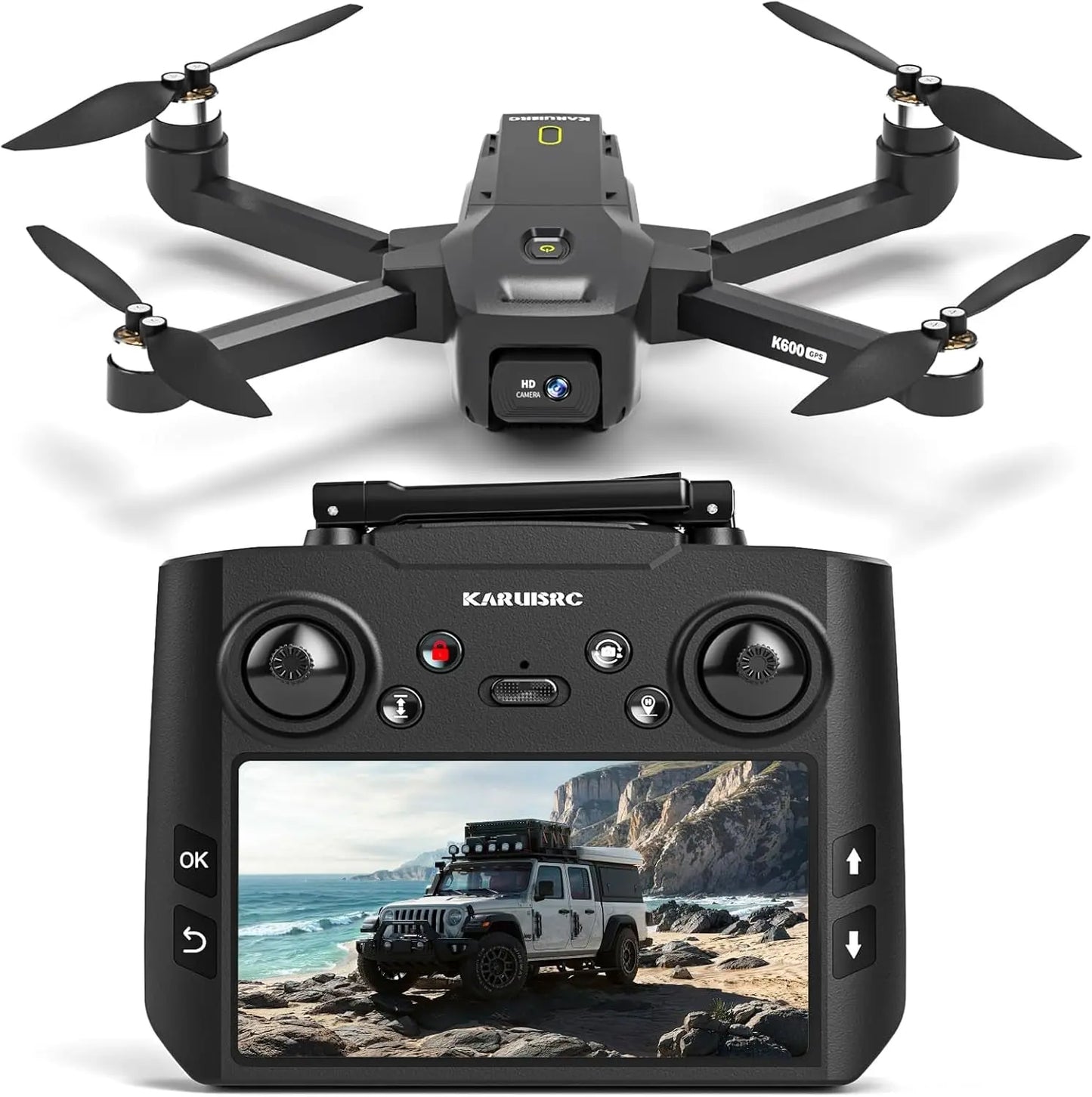 K600 GPS Drone with 1080P FPV Camera, 4.5" LCD Screen, Auto-Return, Follow Me, 22-Min Flight, No FAA Registration