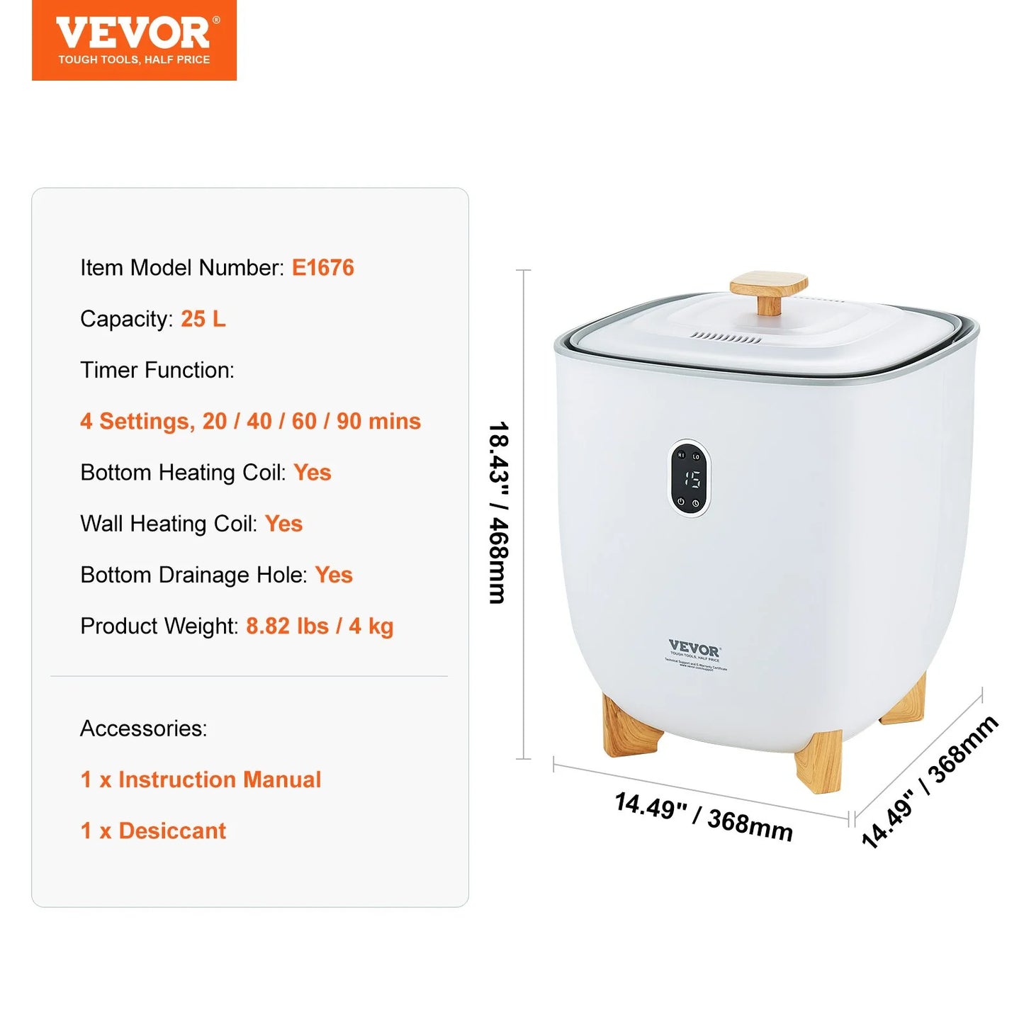 VEVOR 25L Towel Warmer Bucket with LED Display & Auto Shut Off – Large Towel, Blanket & Bathrobe Warmer for Bathroom & Spa