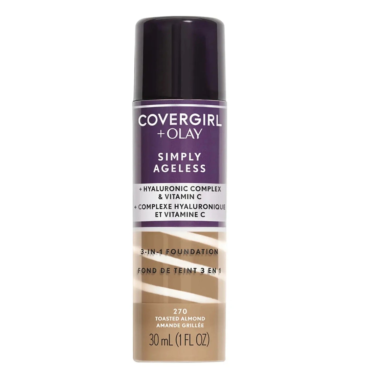 OLAY Simply Ageless 3-in-1 Liquid Foundation, 225 Buff Beige – Hydrating Anti-Aging Makeup, Smooth Coverage, 1 Fl Oz