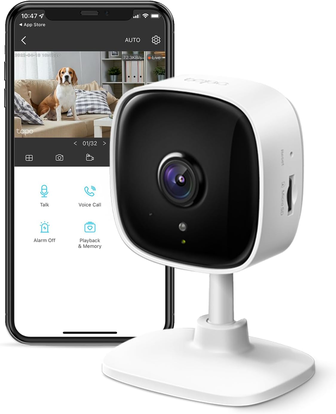 Tapo C100 1080P Indoor Security Camera for Baby & Pet Monitor | Motion Detection, 2-Way Audio, Night Vision | Works with Alexa & Google