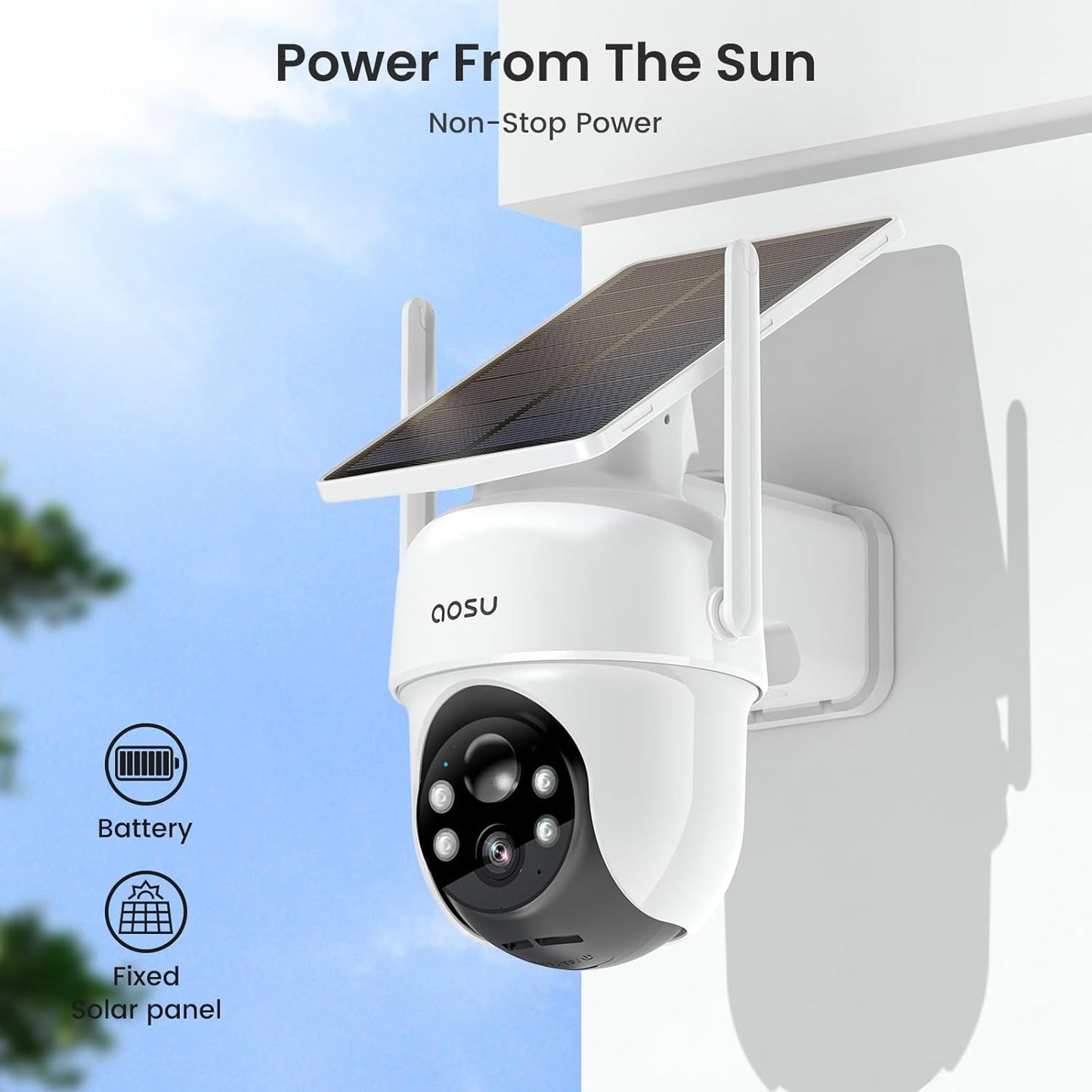 4-Pack Solar Wireless Outdoor Security Camera System | No Subscription, 2K Color Night Vision, 360° Pan & Tilt with Auto Tracking, Dual 5G/2.4G WiFi