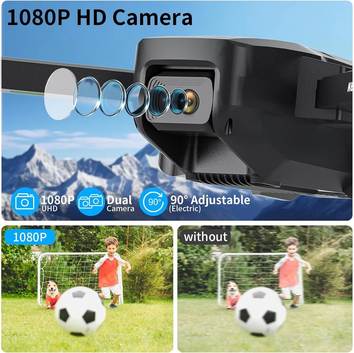 K600 GPS Drone with 1080P FPV Camera, 4.5" LCD Screen, Auto-Return, Follow Me, 22-Min Flight, No FAA Registration