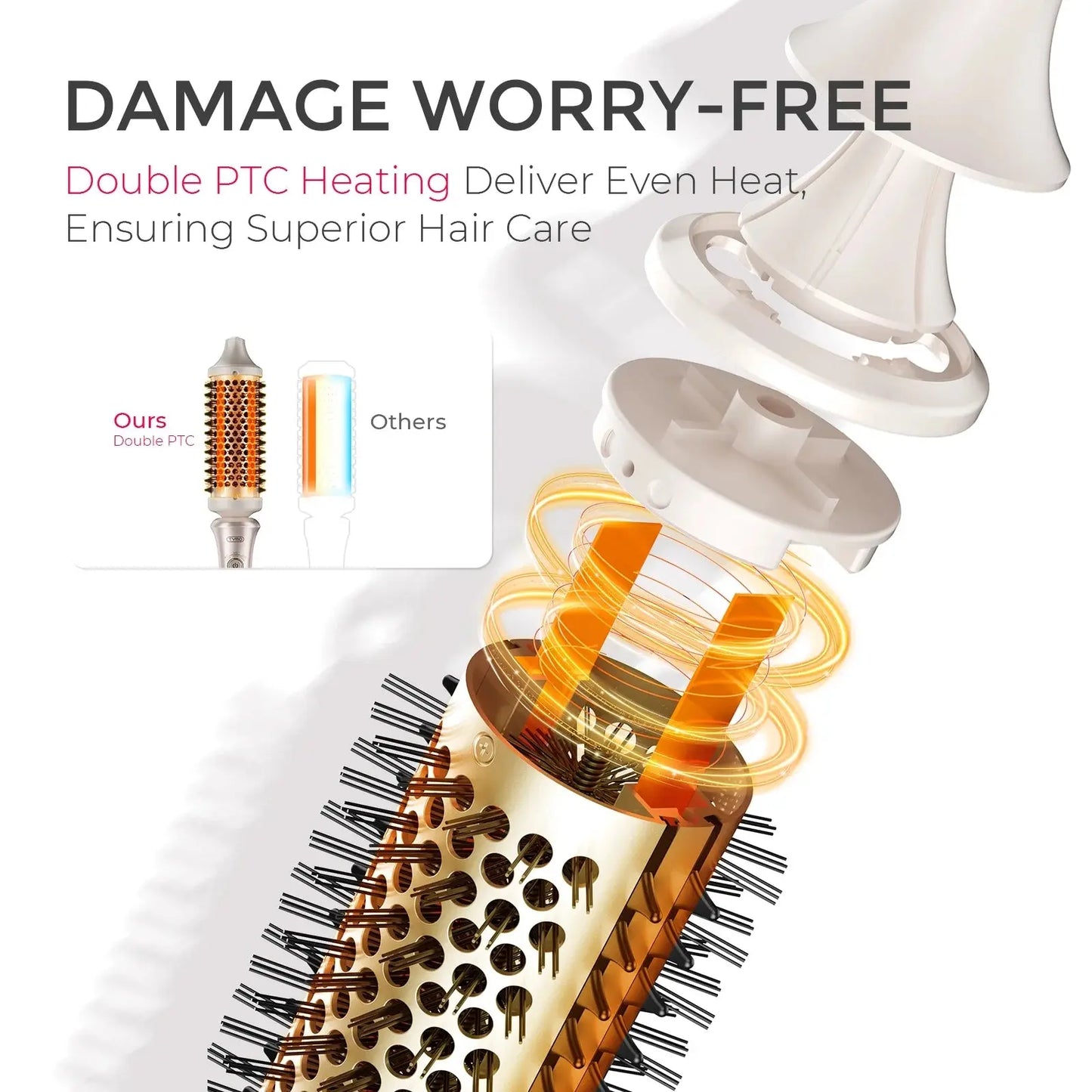 STYLUX 3-in-1 Thermal Hair Brush – Blowouts, Curling & Straightening, 1.7" Ceramic, Dual Voltage