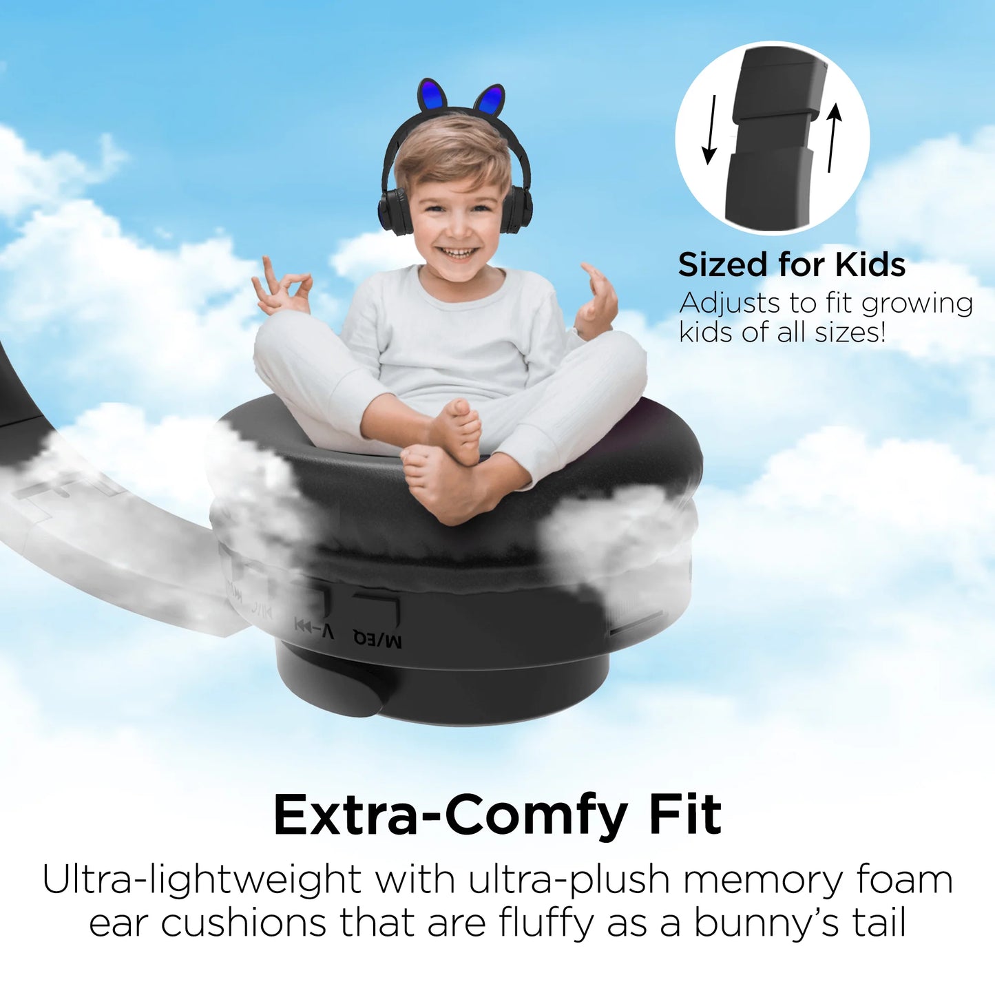 Hypergear Bunny Tracks Wireless Light-Up Headphones – Bluetooth Kids & Adult LED Headset with Mic