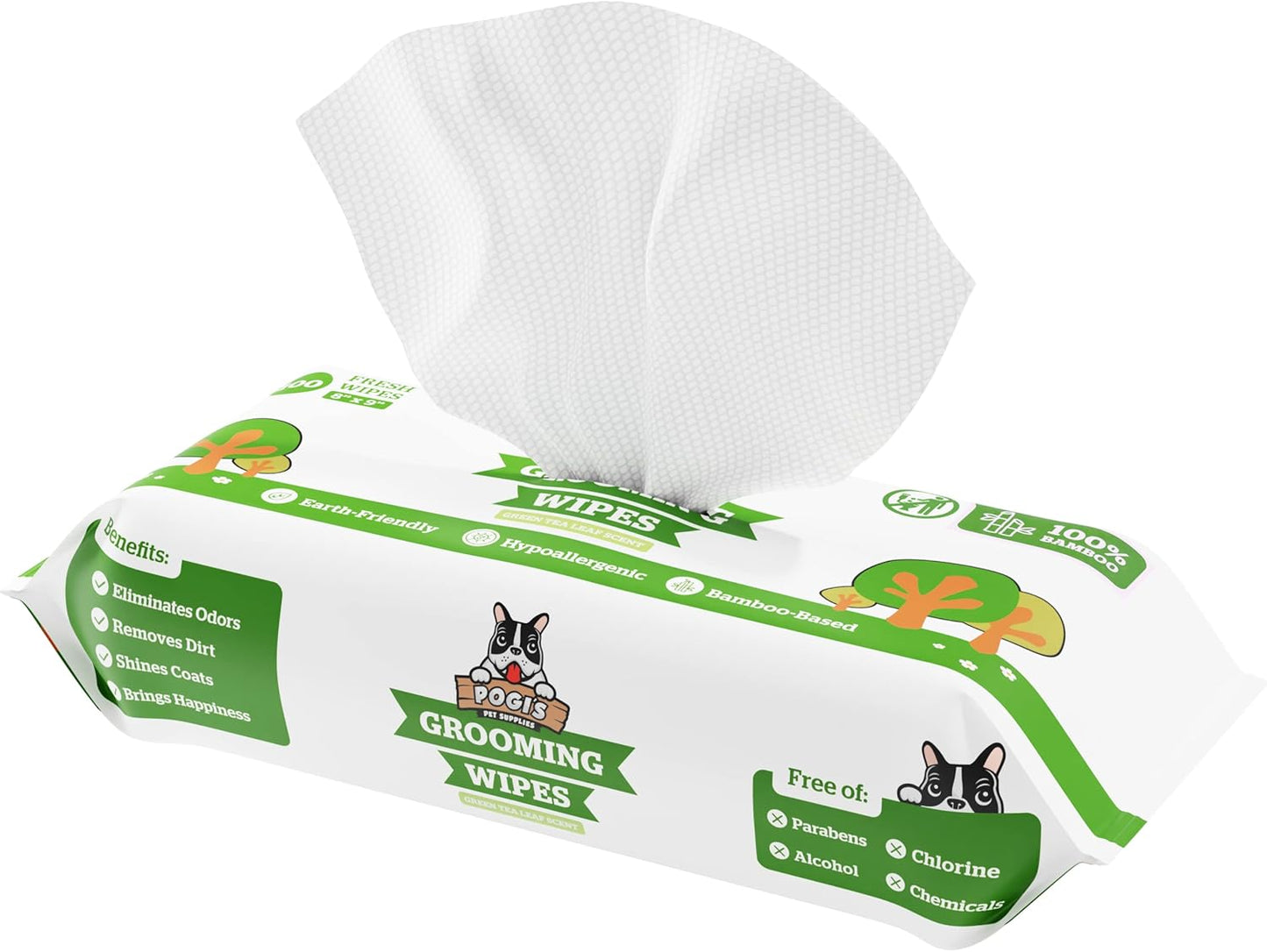 Pogi’s Hypoallergenic Dog Grooming Wipes – Fragrance-Free, 100 Ct, Paws, Body & Butt Cleaning
