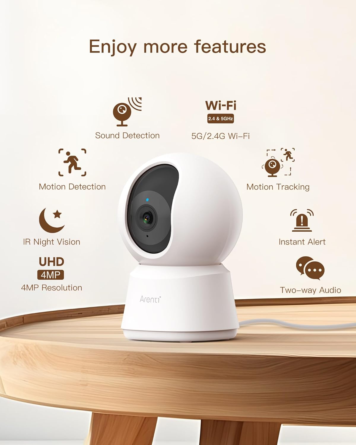 5G 4MP Indoor Security Camera Pet Baby Monitor Auto Tracking Night Vision 2-Way Talk