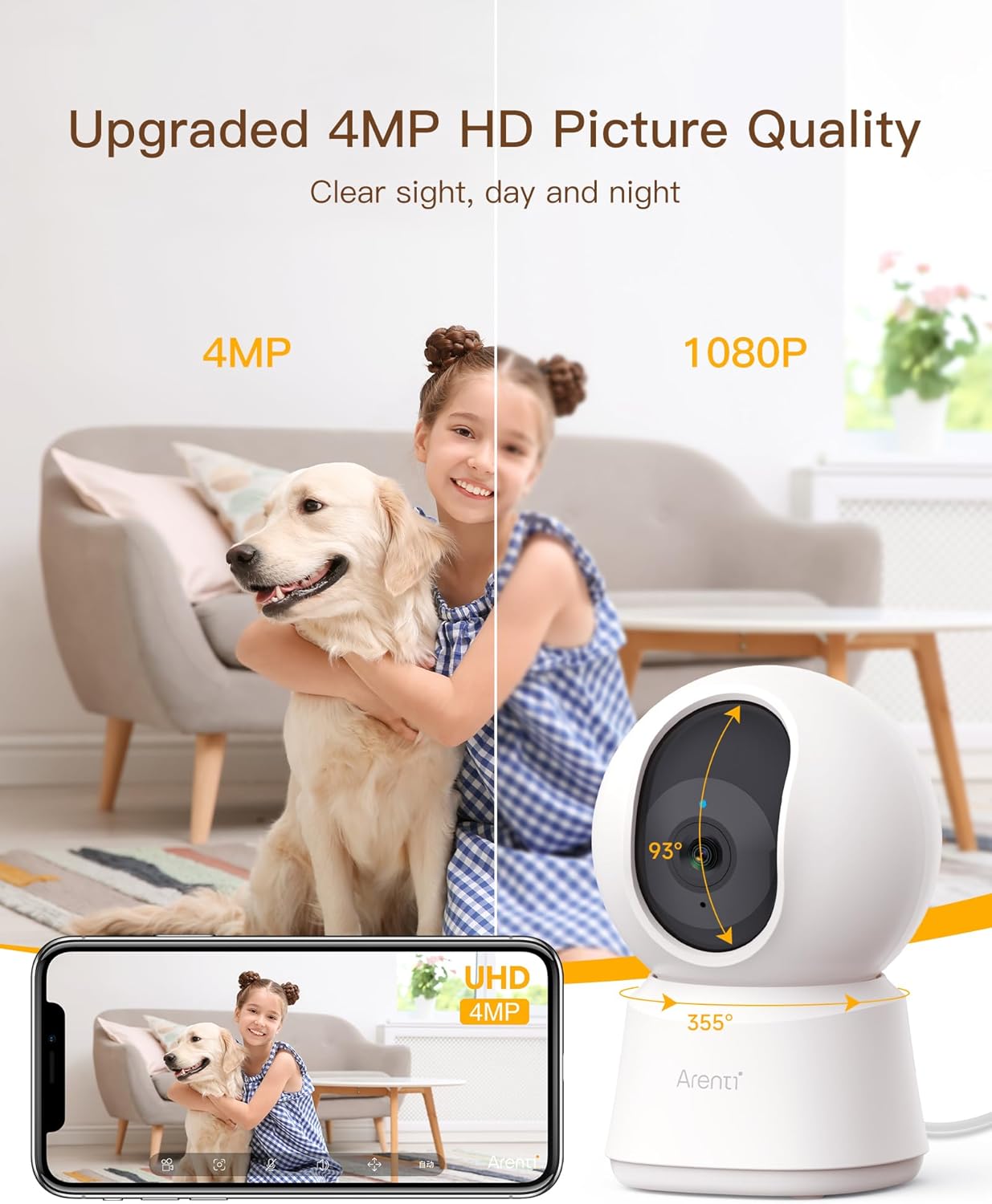 5G 4MP Indoor Security Camera Pet Baby Monitor Auto Tracking Night Vision 2-Way Talk