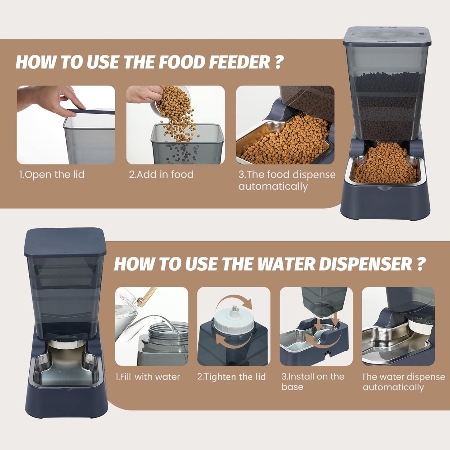 Automatic 5.4L Pet Water & Food Feeder