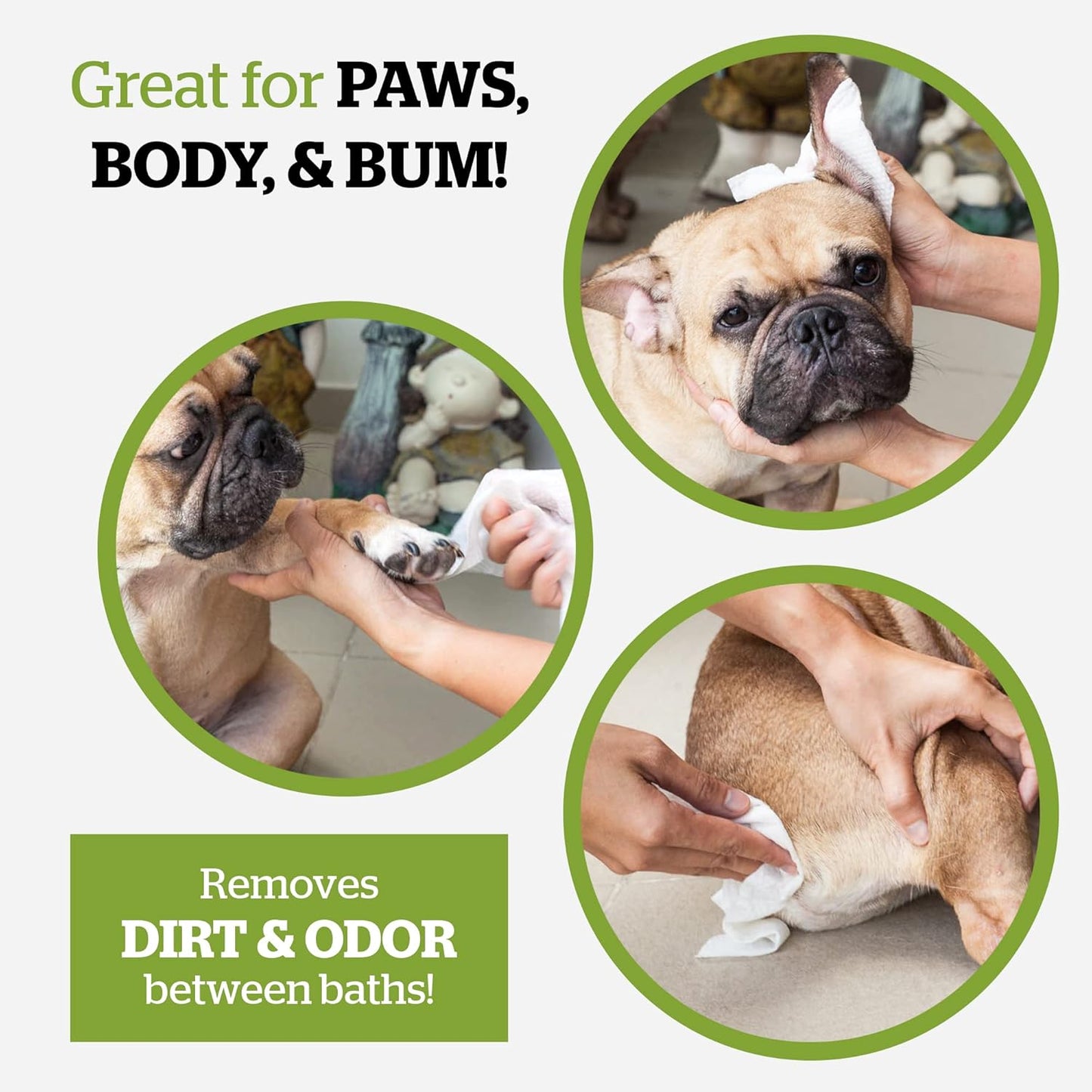 Pogi’s Hypoallergenic Dog Grooming Wipes – Fragrance-Free, 100 Ct, Paws, Body & Butt Cleaning