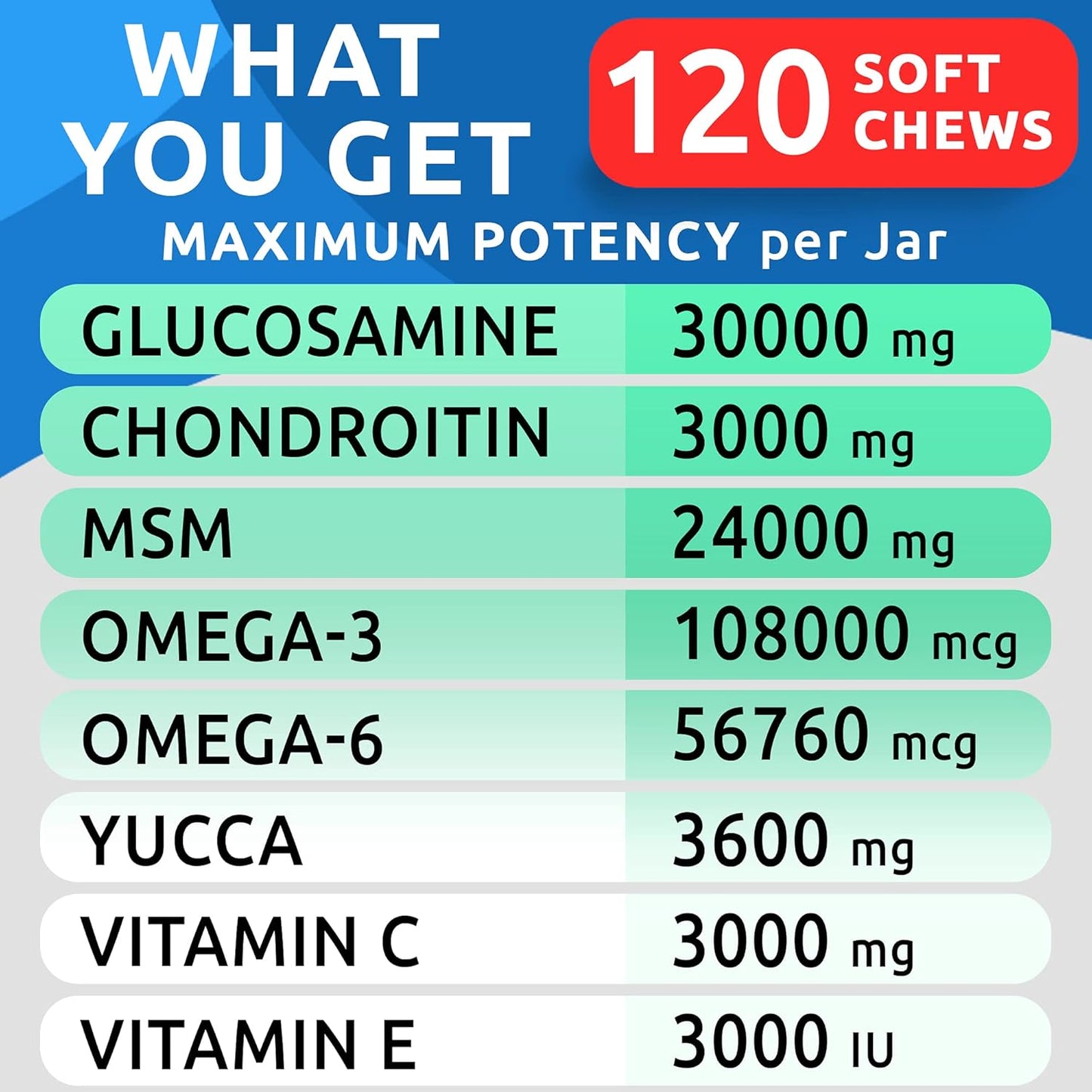 Glucosamine Chondroitin MSM Dog Chews – 120‑Count Joint & Mobility Support (Chicken)
