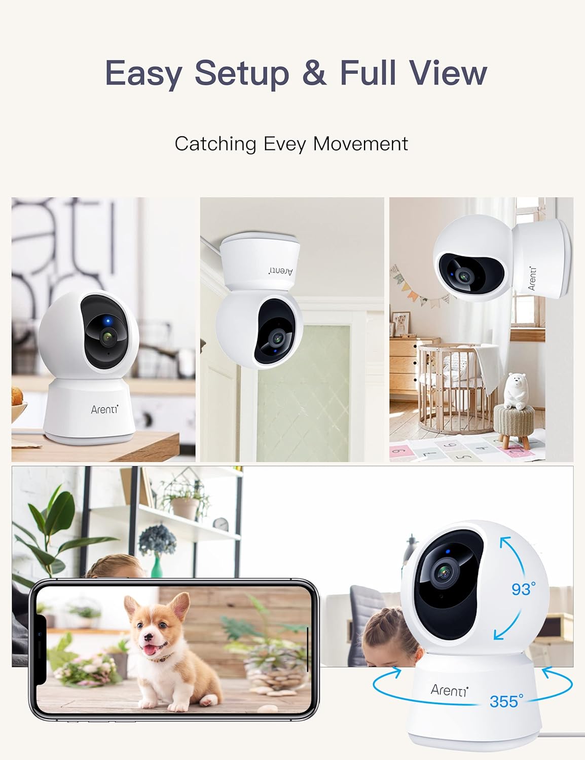 5G 4MP Indoor Security Camera Pet Baby Monitor Auto Tracking Night Vision 2-Way Talk