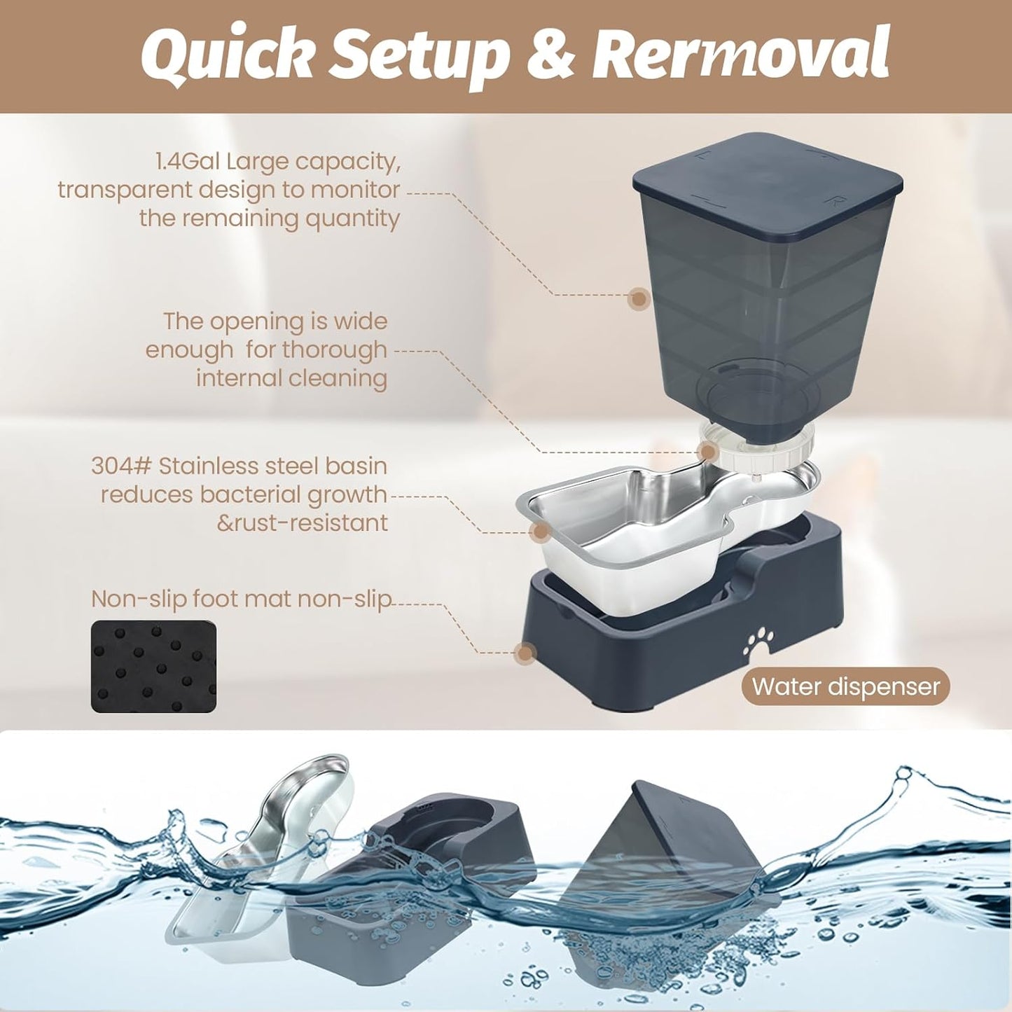 Automatic 5.4L Pet Water & Food Feeder