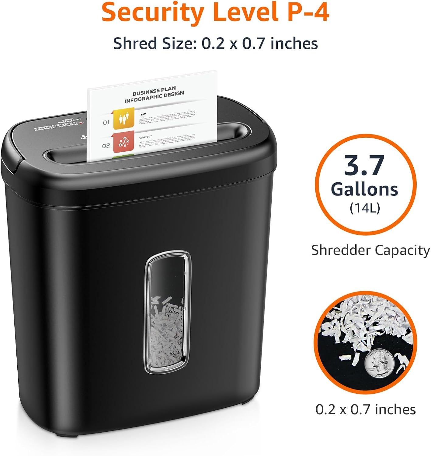 8‑Sheet Cross‑Cut Paper & Credit Card Shredder – Black, P‑4 Security