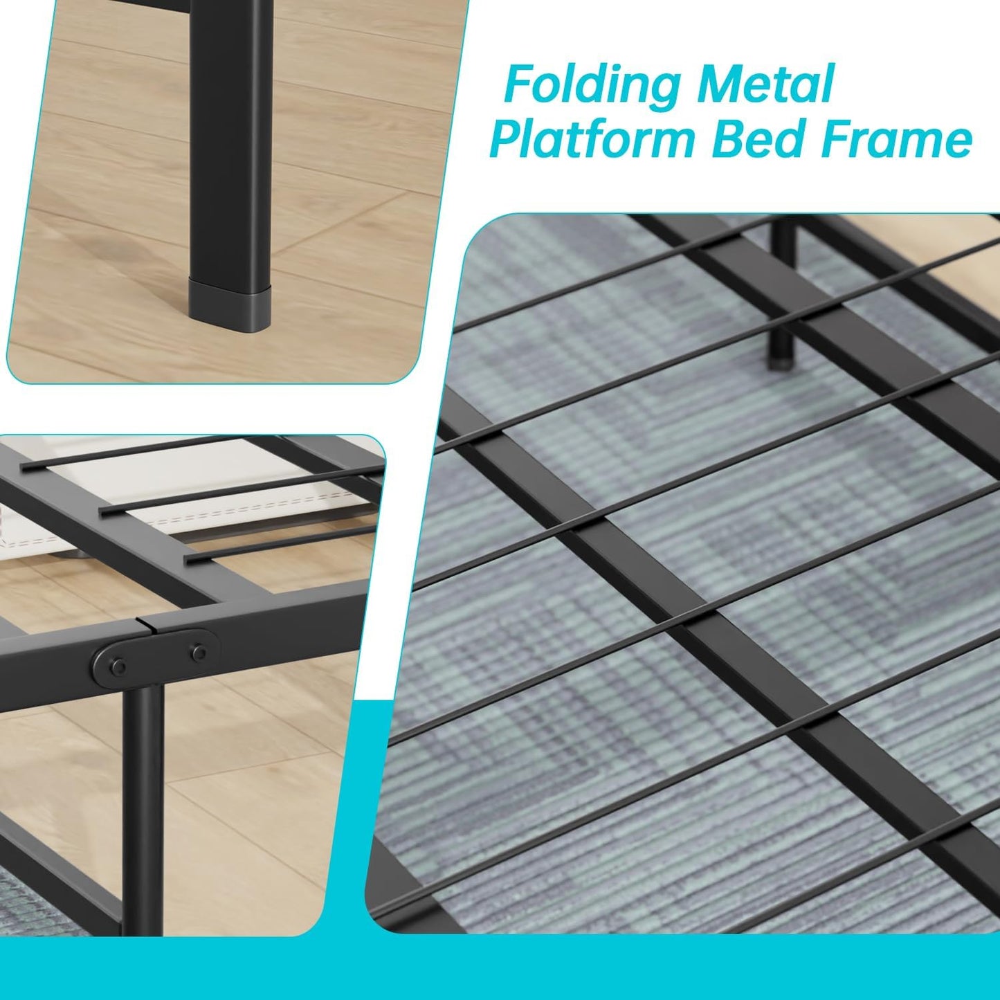Twin Size Metal Bed Frame – 14 Inch Platform Mattress Foundation with Heavy Duty Steel Slats, Box Spring Replacement, Noise-Free & Easy Assembly, Black
