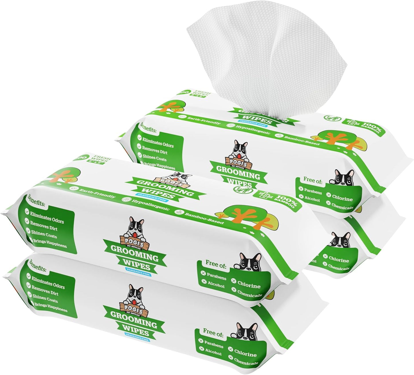 Pogi’s Hypoallergenic Dog Grooming Wipes – Fragrance-Free, 100 Ct, Paws, Body & Butt Cleaning