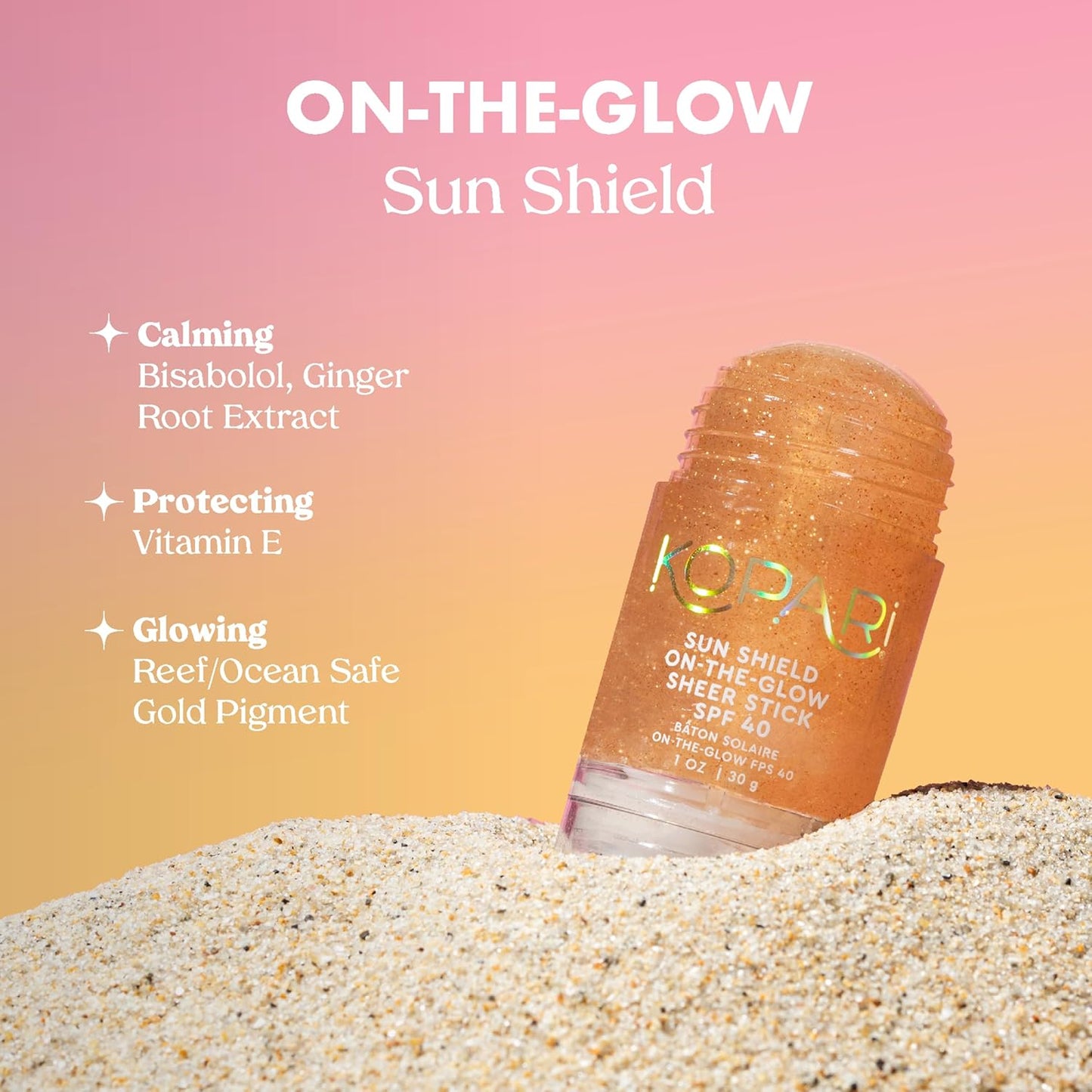 Sun Shield SPF 40 Glow Stick – Sheer Face & Body Sunscreen, Water-Resistant, 1 Oz