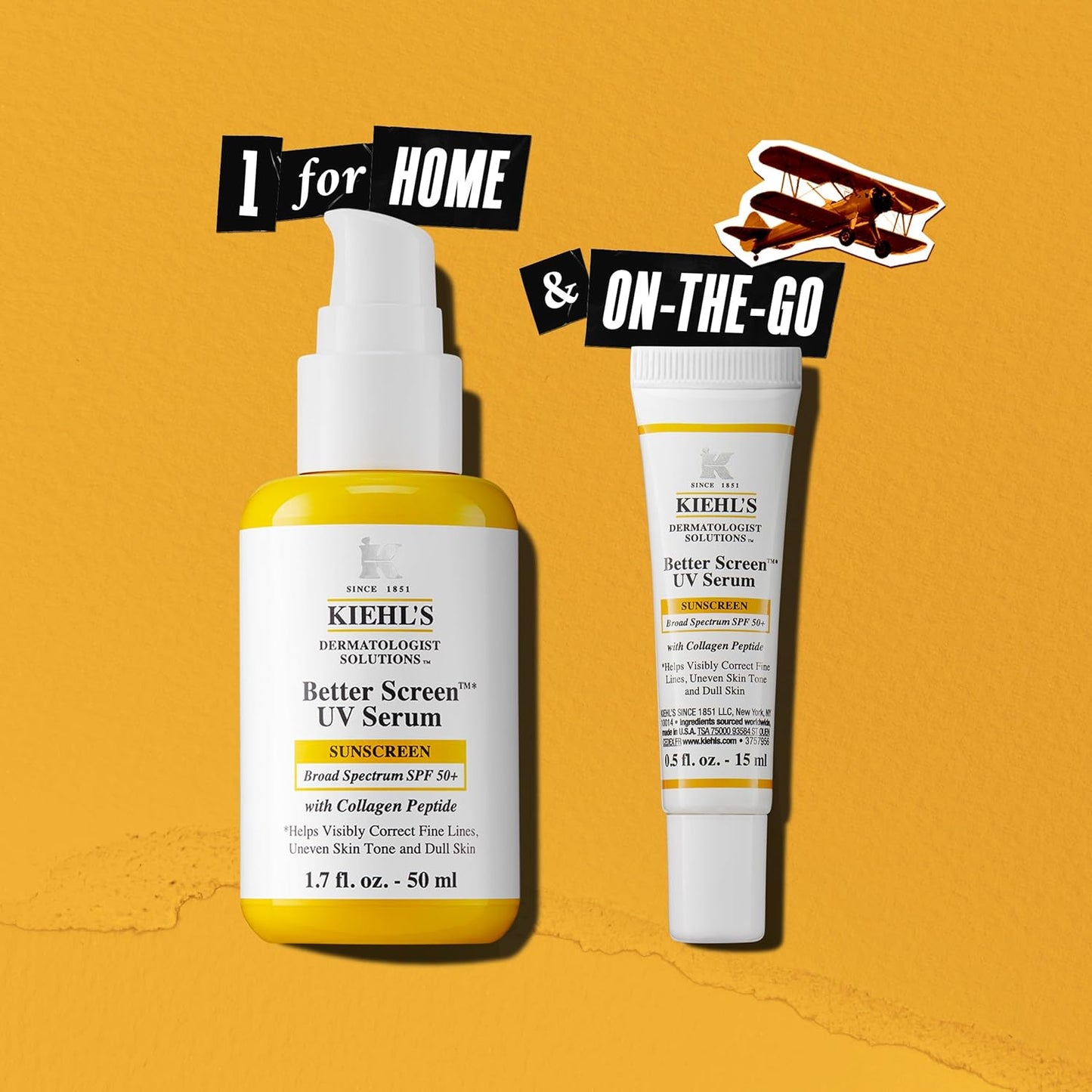 Kiehl’s Better Screen UV Serum SPF 50+ – Invisible Face Sunscreen with Collagen Peptide, UVA/UVB Protection, Anti-Aging & Radiance Boost