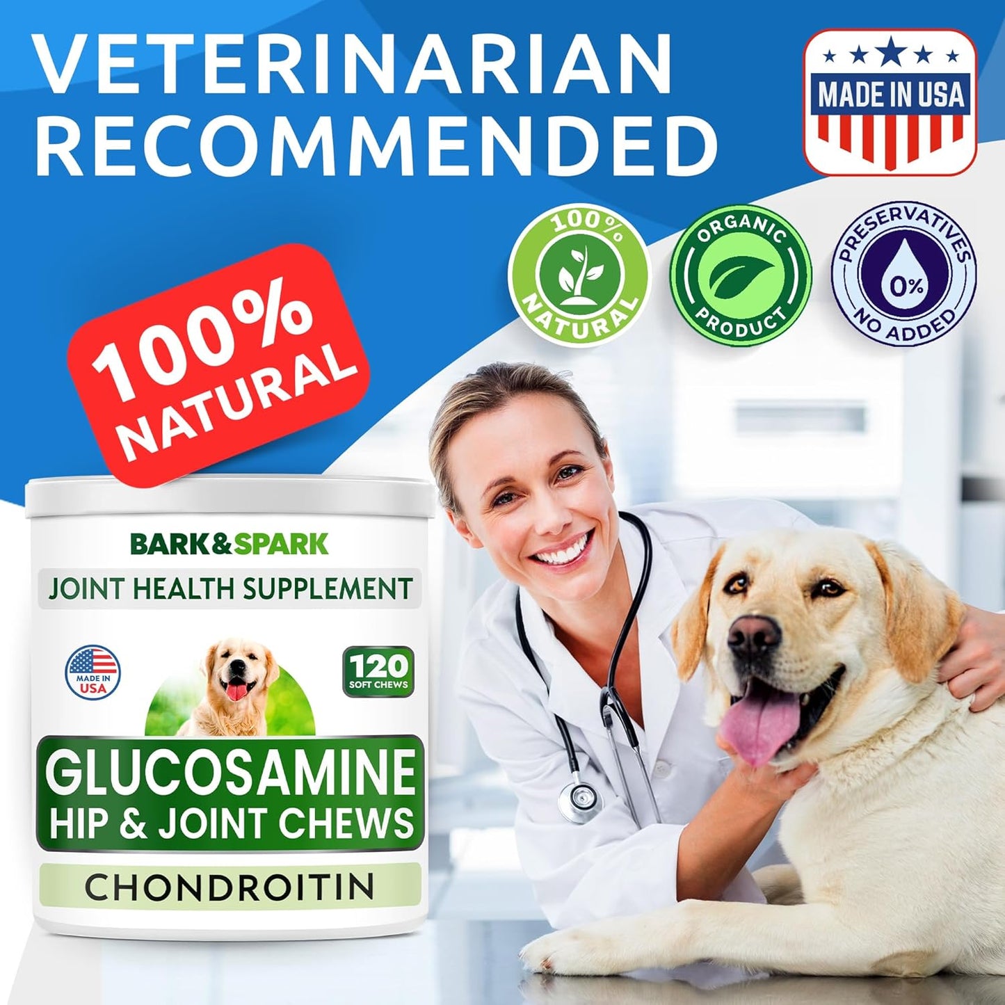 Glucosamine Chondroitin MSM Dog Chews – 120‑Count Joint & Mobility Support (Chicken)