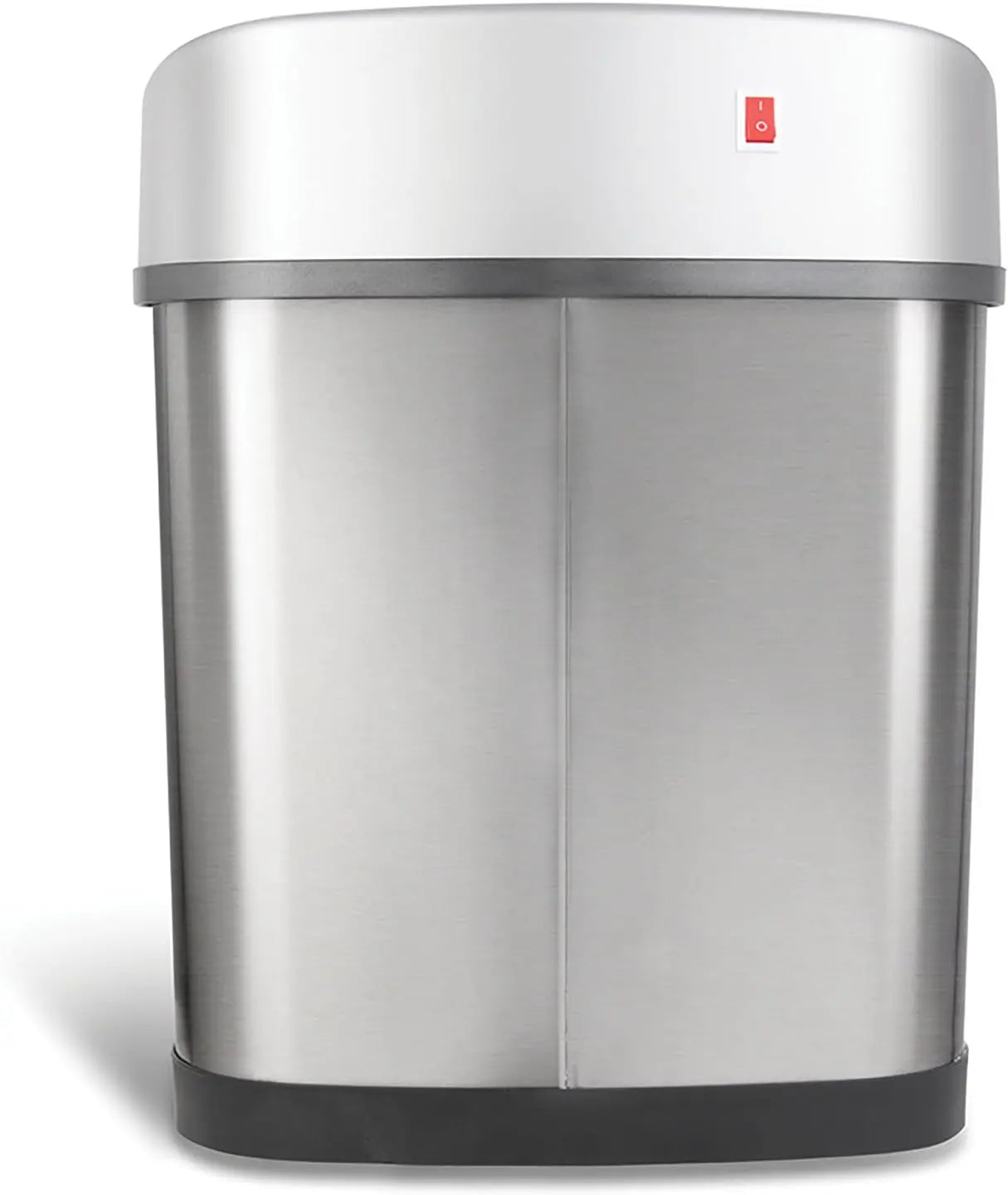 3 Gallon Automatic Touchless Trash Can – DZT-12-9 Infrared Motion Sensor Waste Bin, 12L Stainless Steel Oval Garbage Can with Black Lid – Hands-Free Compact Trash Bin for Bathroom, Office, Bedroom