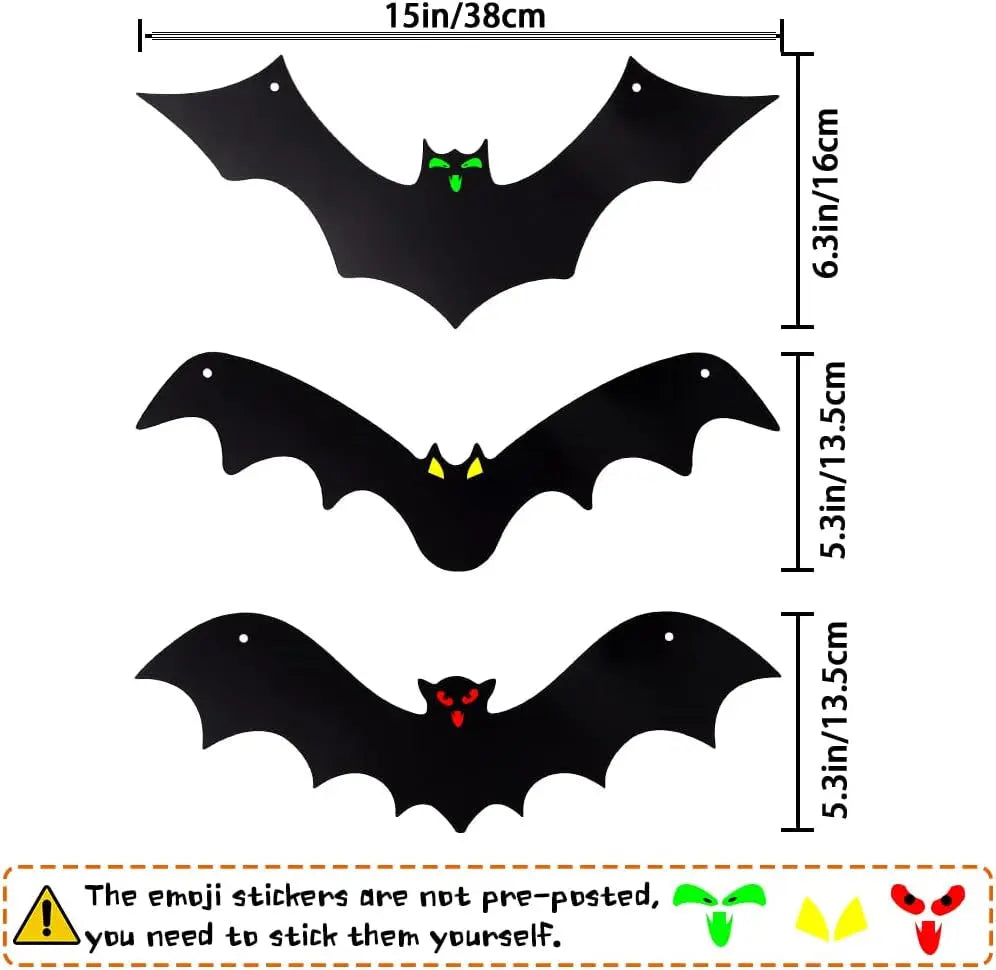 Halloween Hanging Bats 12 Pieces 3D Realistic Scary Large Fake Black Hanging Flying Bat Spooky for Yard Sign Outdoor Indoor Lawn Decorations(3 Style)