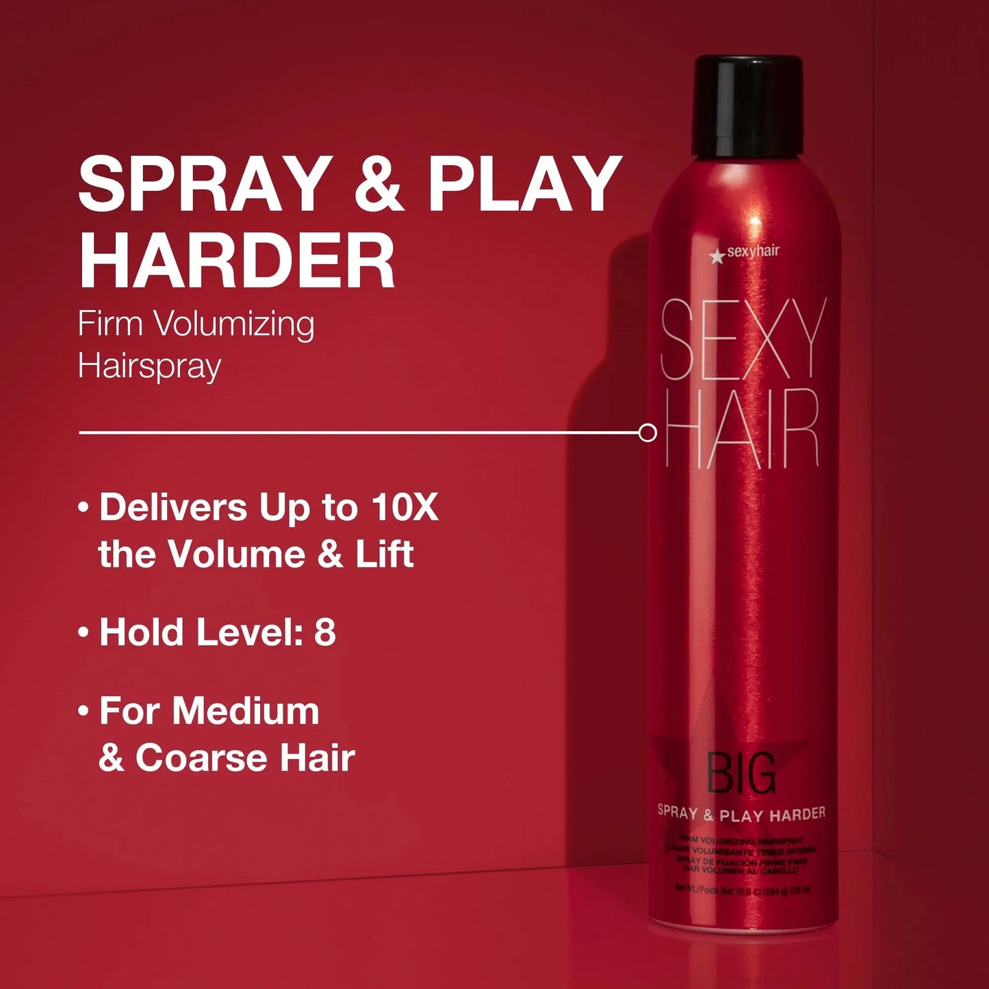 Big Sexy Hair Spray & Play Harder Firm Volumizing Hairspray 10Oz – Super Hold, Maximum Volume & Shine