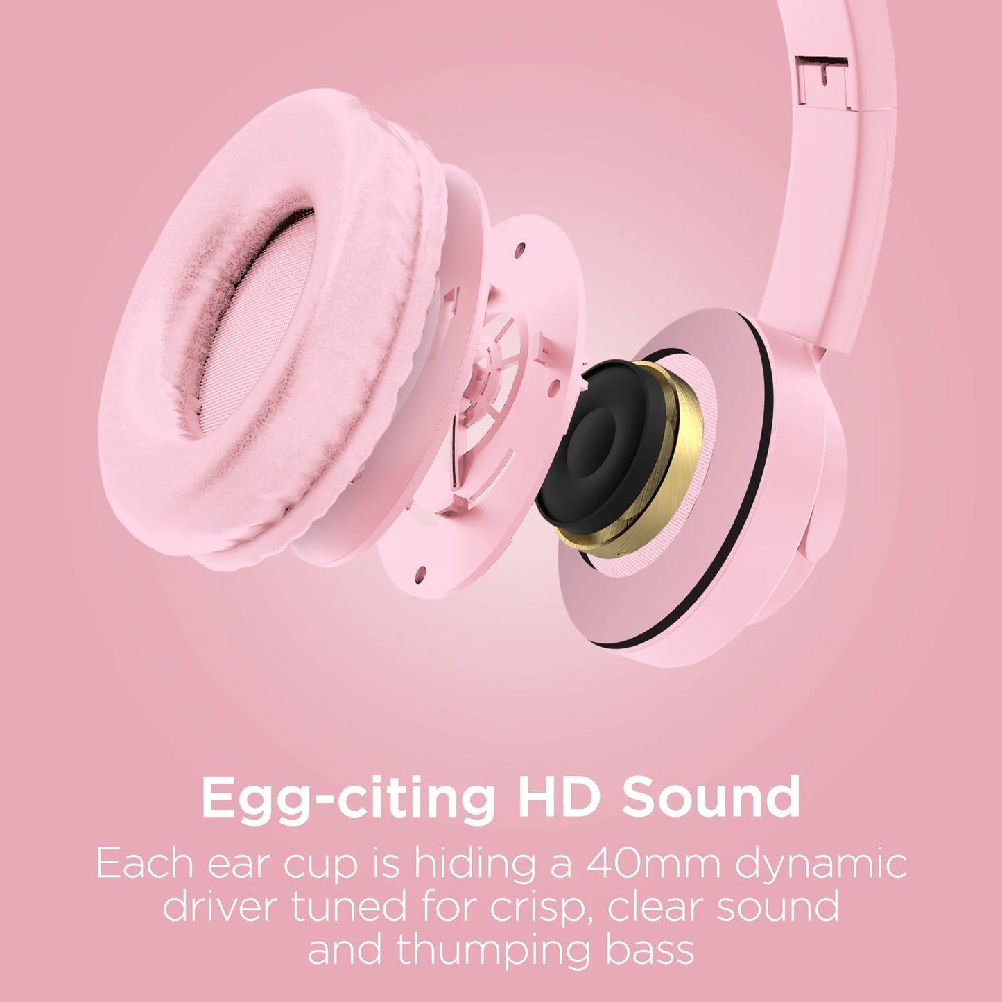 Hypergear Bunny Tracks Wireless Light-Up Headphones – Bluetooth Kids & Adult LED Headset with Mic