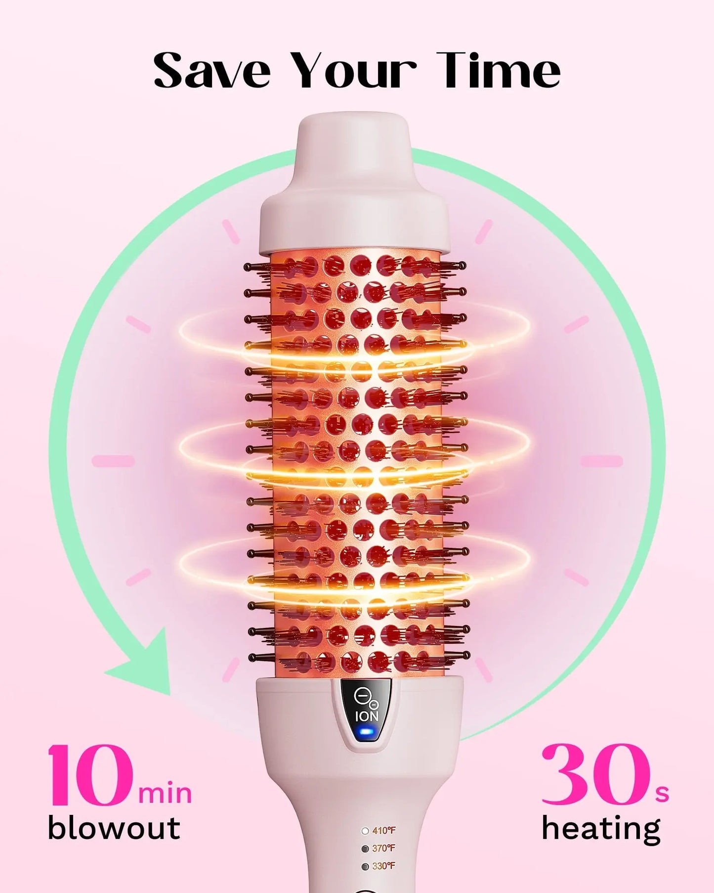 Wavytalk 1.5" Ionic Thermal Hair Brush, Pink – Volumizing, Anti-Frizz, Blowout & Natural Curls
