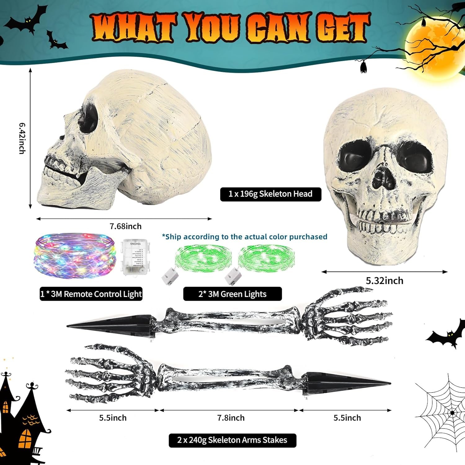 Lighted Skeleton & Skull Arm Stakes