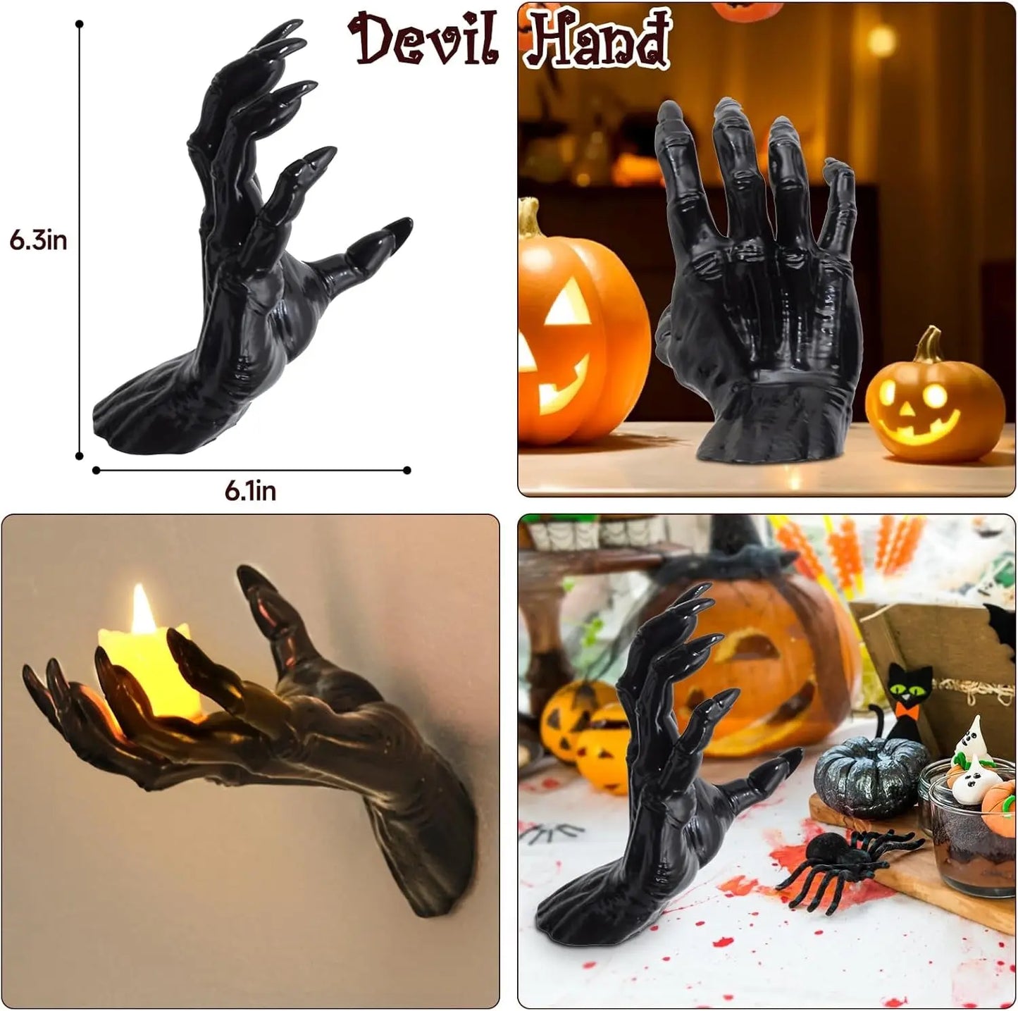 Gothic Wall Hands with LED Candles