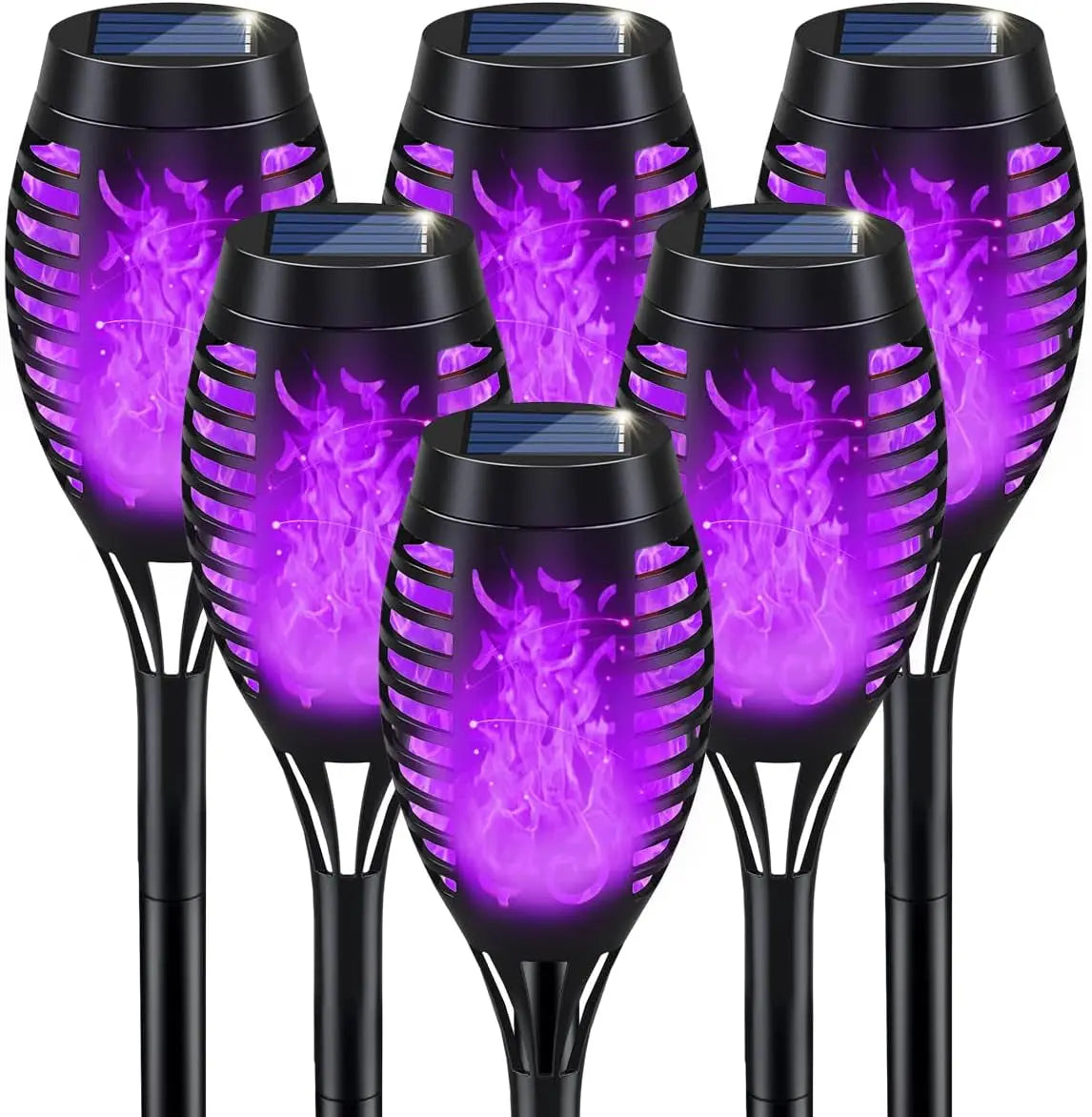 Halloween Decorations Outdoor, Purple Halloween Solar Lights with Flickering Flame, Solar Torch Lights for Yard Decorations, Waterproof Outdoor Lighting for Garden Pathway Patio outside Decor