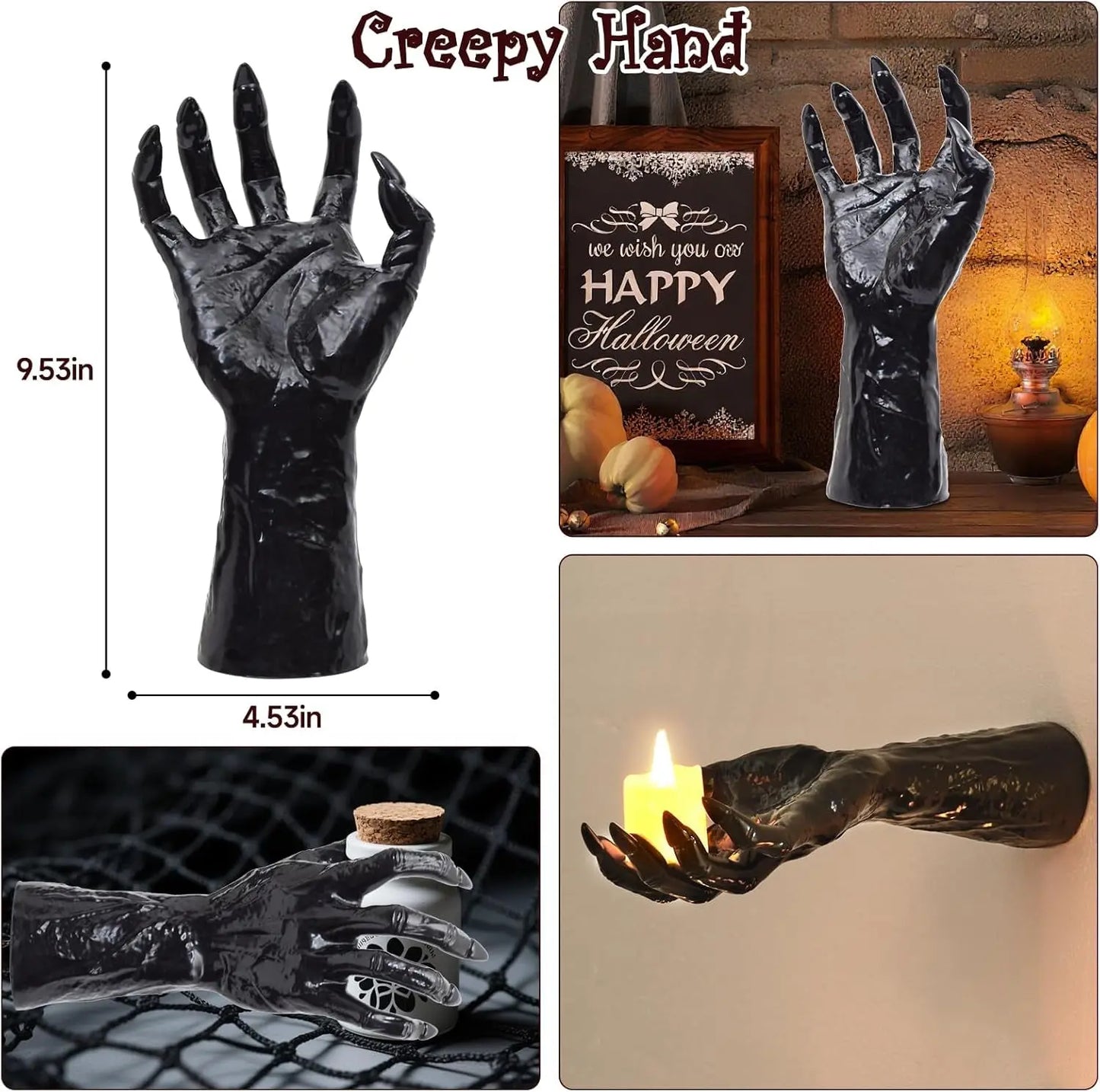 Gothic Wall Hands with LED Candles