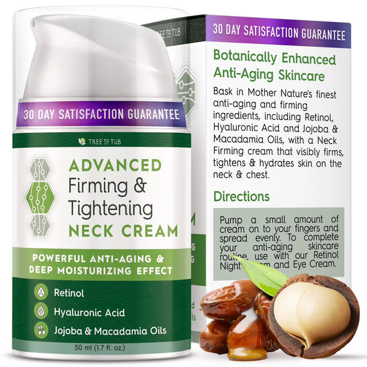 Neck Firming Cream – Advanced Firming Neck & Chest Cream with Hyaluronic Acid & Retinol – Moisturizes, Firms, and Reduces Wrinkles – Unscented, Fast-Absorbing, Anti-Aging – 2 oz