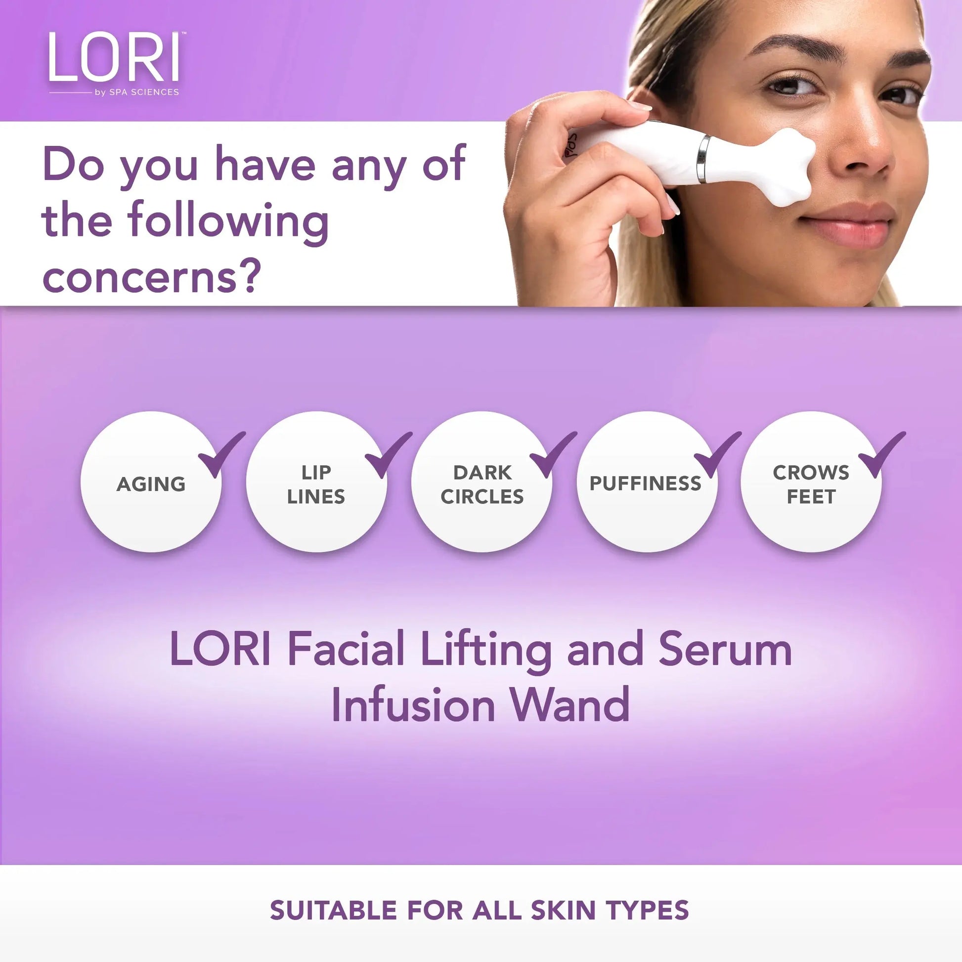 LORI Facial Lifting & Serum Infusion Wand – Sonic, Cold & Heat Therapy for Eyes & Lips, Anti-Aging & Fine Line Reducer