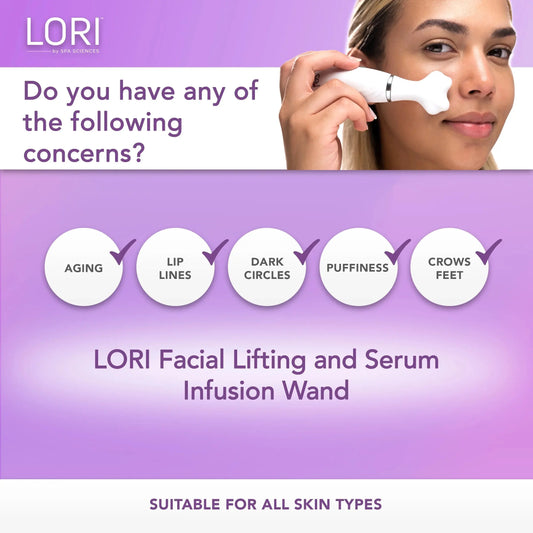 LORI Facial Lifting & Serum Infusion Wand – Sonic, Cold & Heat Therapy for Eyes & Lips, Anti-Aging & Fine Line Reducer