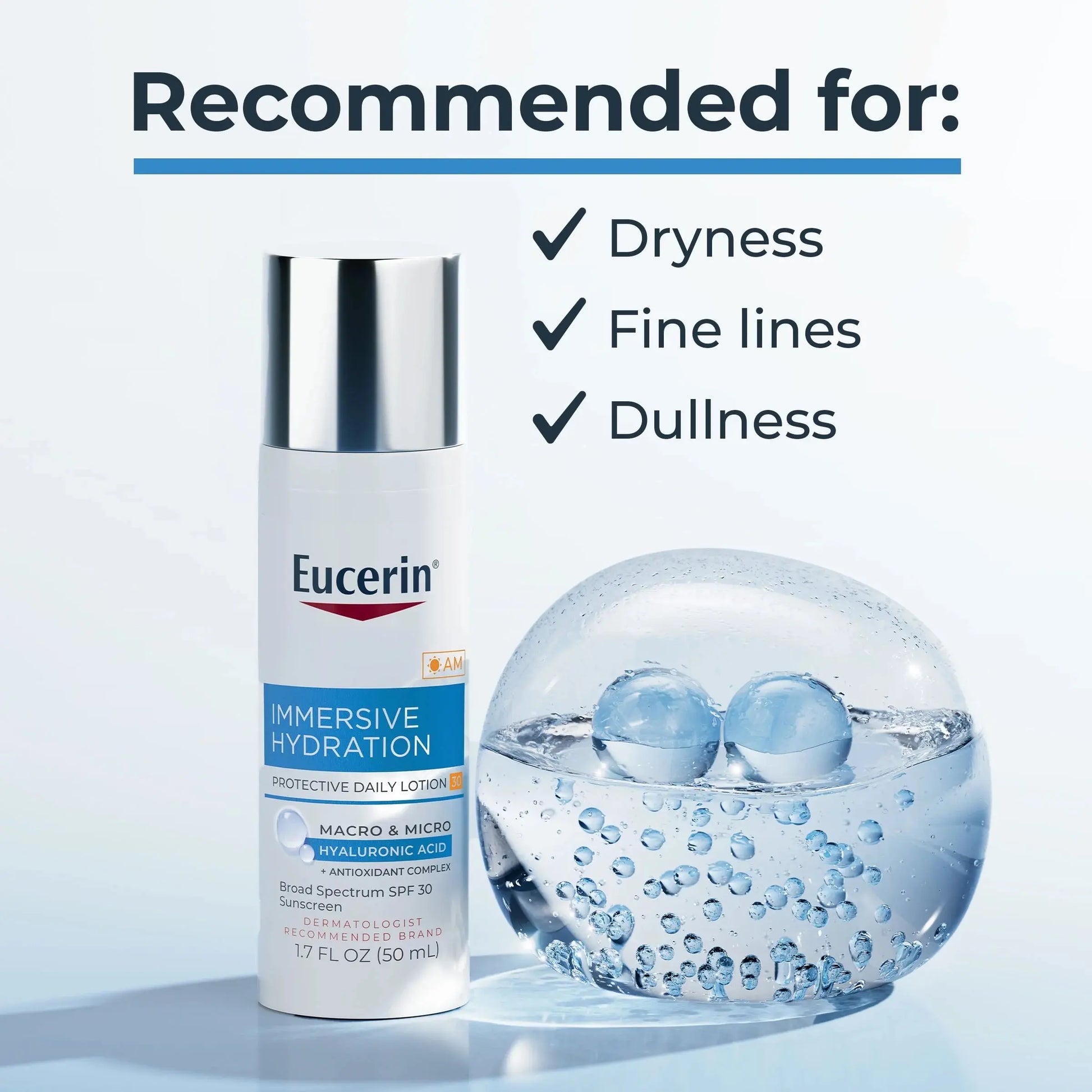 Eucerin Immersive Hydration Face Lotion SPF 30 – Hyaluronic Acid Moisturizer, 1.7 fl oz