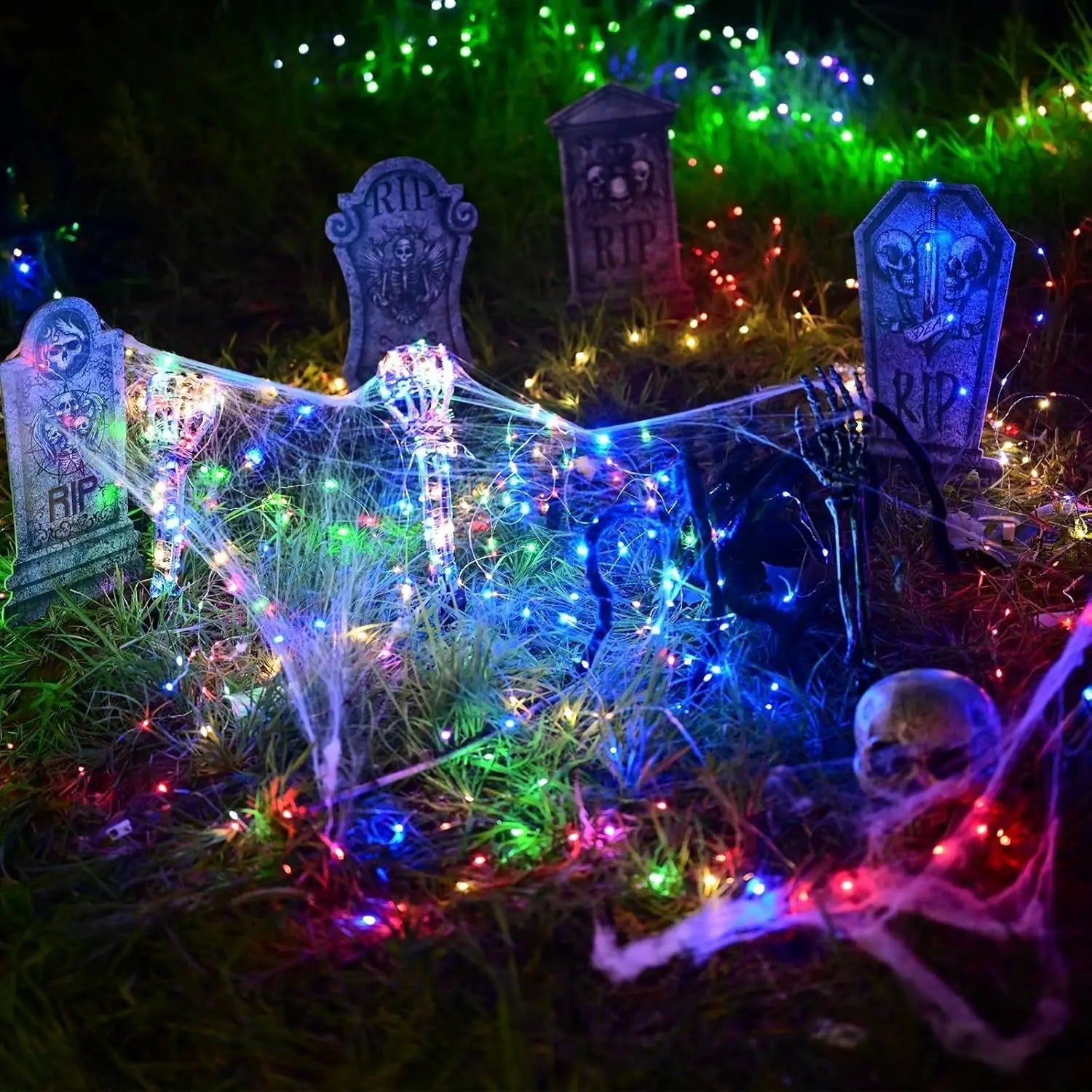 Lighted Skeleton & Skull Arm Stakes