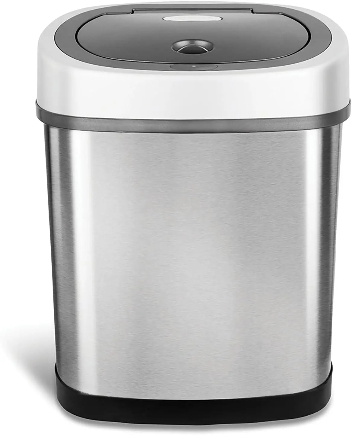 3 Gallon Automatic Touchless Trash Can – DZT-12-9 Infrared Motion Sensor Waste Bin, 12L Stainless Steel Oval Garbage Can with Black Lid – Hands-Free Compact Trash Bin for Bathroom, Office, Bedroom