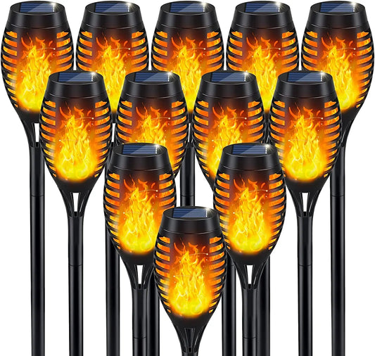 Solar Flame Torch Lights for Halloween (12-Pack)