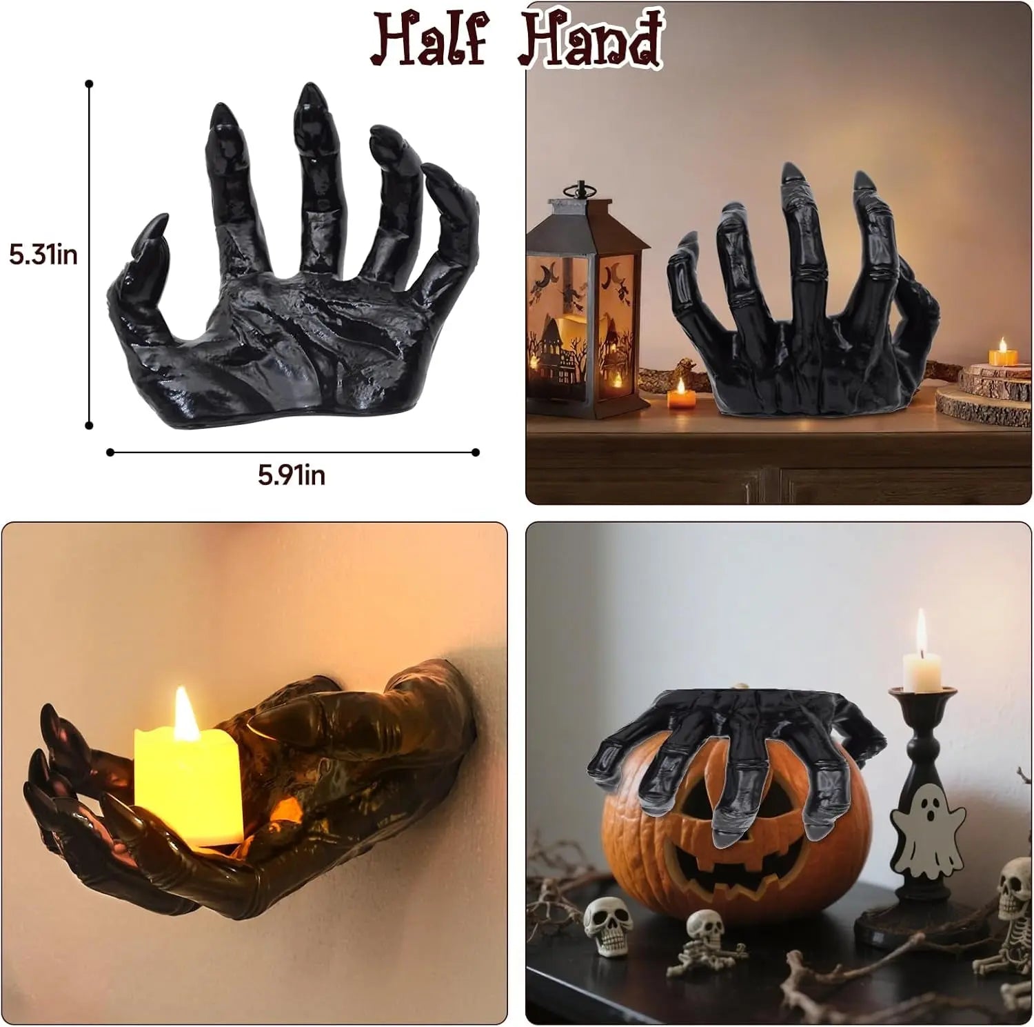 Gothic Wall Hands with LED Candles