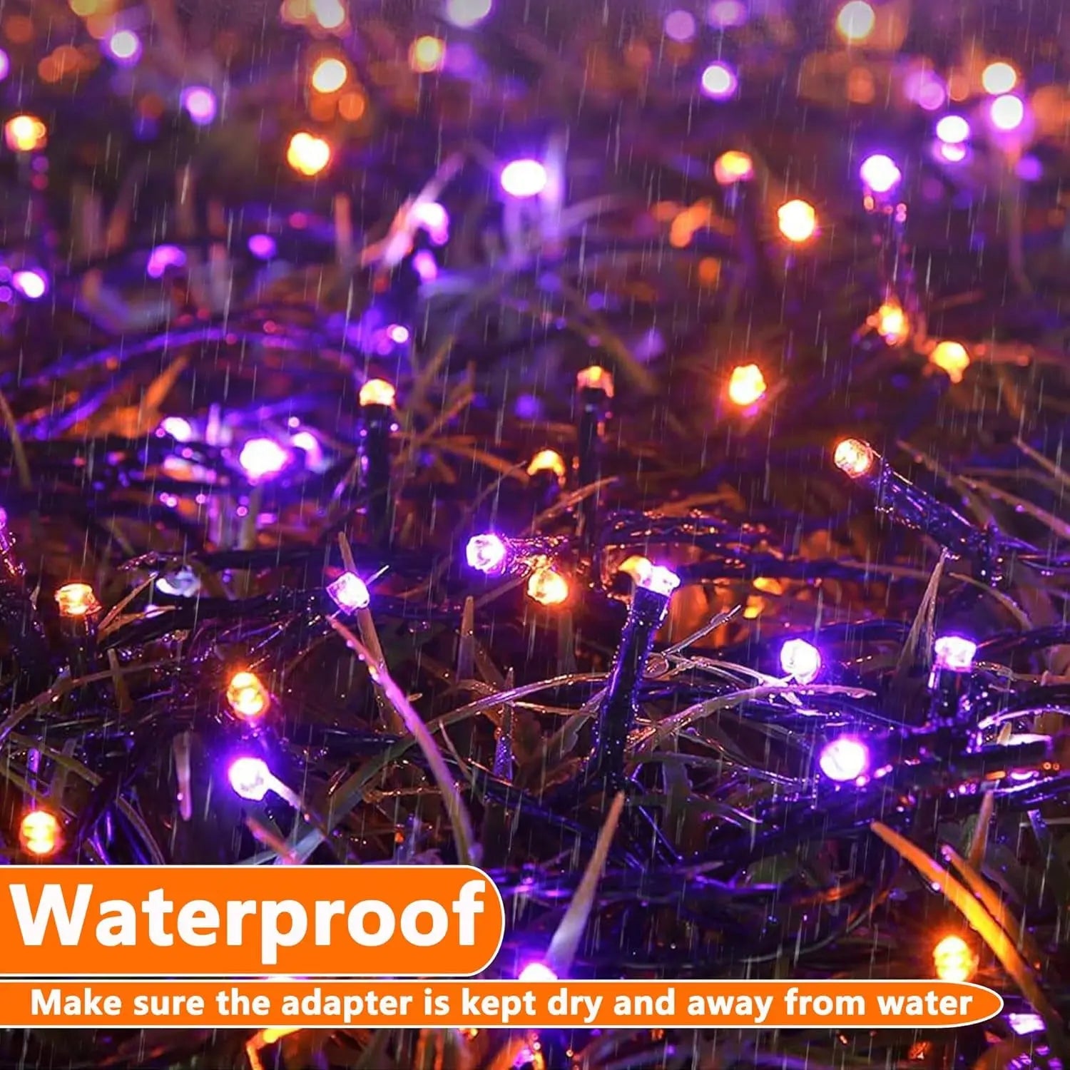 Orange Purple Halloween Lights, 100FT 300 LED String Lights with 8 Modes Timer Waterproof Plug in Indoor Outdoor String Light Connectable for Halloween Decorations