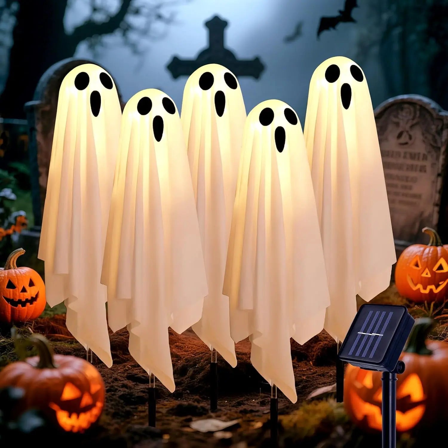 Solar Ghost Lights Halloween Decor (Set of 5)