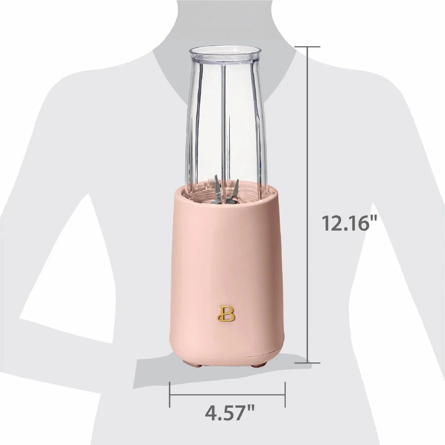 Drew Barrymore Beautiful 12-Piece Personal Blender Set 240W Rose Pink | Portable Smoothie Maker, Coffee Grinder, Travel Cup | Compact Countertop Kitchen Appliance