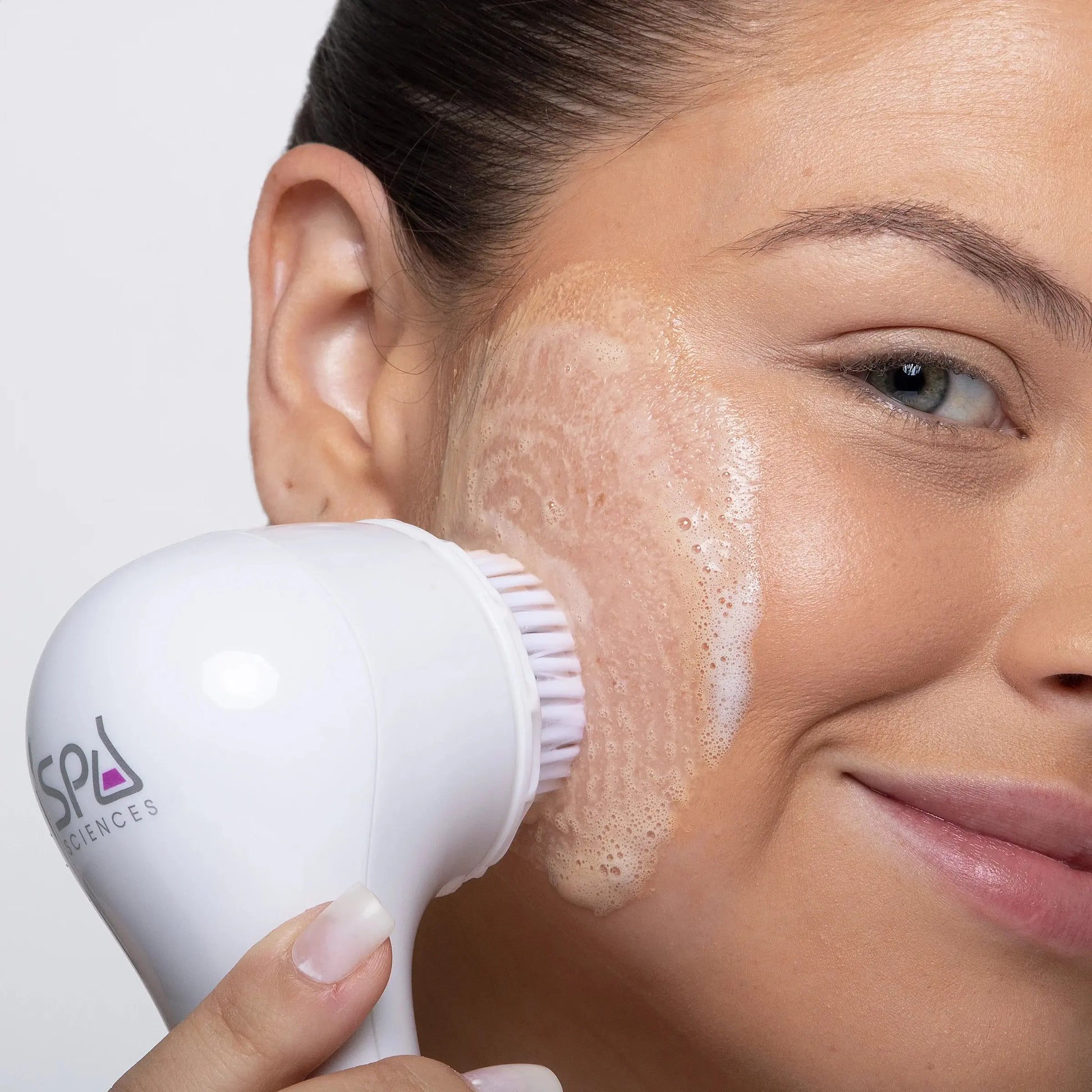 NOVA Sonic Facial Cleansing Brush – Sensitive Skin Exfoliator with Antimicrobial Brush & Serum Infuser, Waterproof & Rechargeable, White