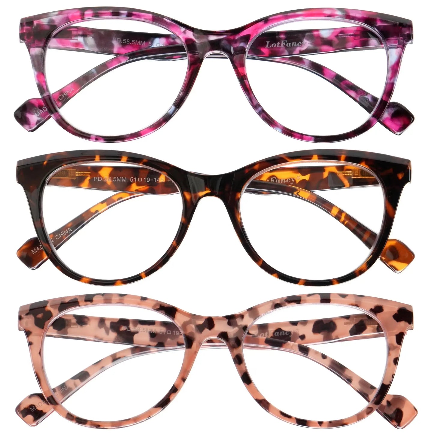 Reading Glasses Blue Light Blocking for Women, Spring Hinge Reader for Men Ladies,+3.25, 3 Pack