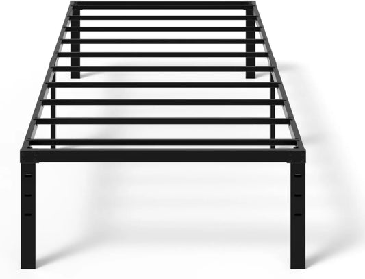 14 Inch Twin Metal Platform Bed Frame – Heavy Duty Steel Slat Support, Mattress Foundation Base, No Box Spring Needed, Easy Assembly, Black
