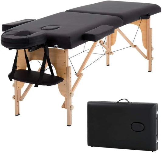 Professional Portable Massage Table – 73" Long, 450 LBS Capacity, 2-Fold Adjustable Spa Bed with Face Cradle & Carrying Case – Height Adjustable Salon Table for Estheticians & Therapists