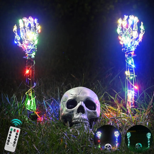 Lighted Skeleton & Skull Arm Stakes