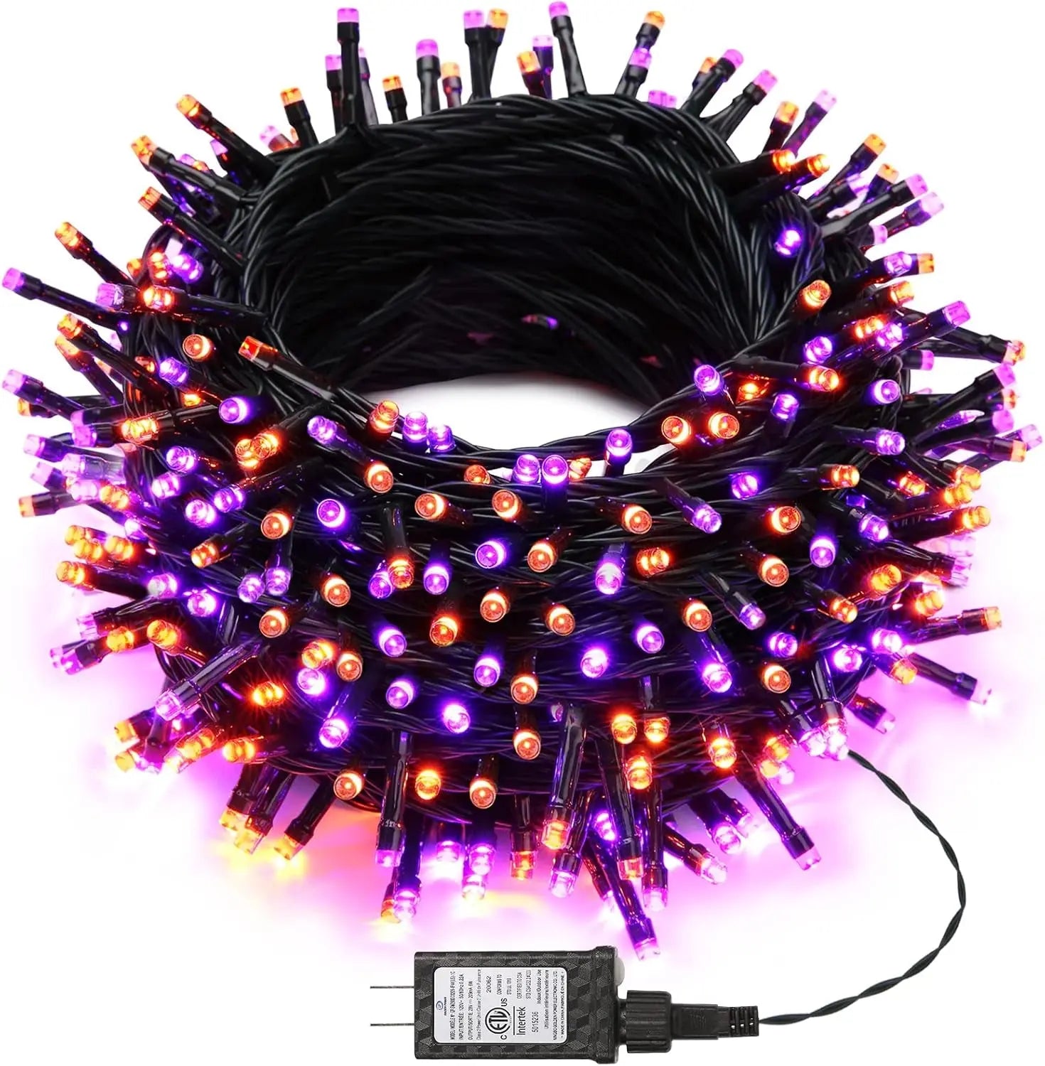 Orange Purple Halloween Lights, 100FT 300 LED String Lights with 8 Modes Timer Waterproof Plug in Indoor Outdoor String Light Connectable for Halloween Decorations