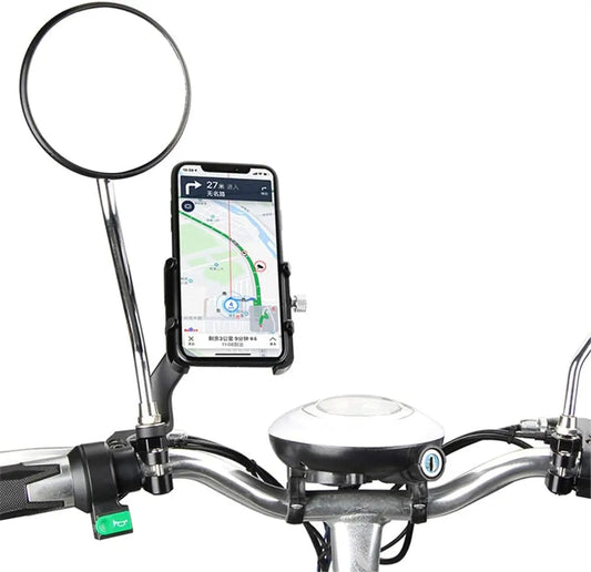 PRO5-MD Adjustable Bike & Motorcycle Phone Mount – Alloy Handlebar or Rear View Mirror Bracket for Smartphones, Universal Cycling Phone Holder