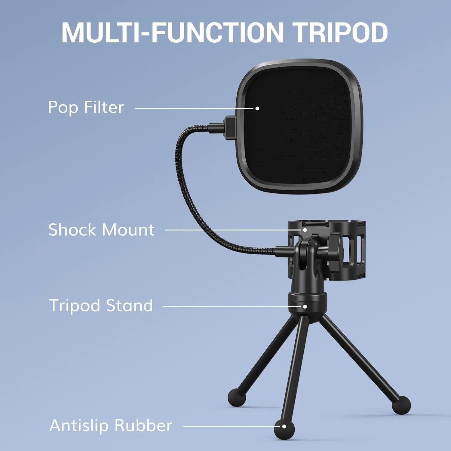 TC-777 USB Podcast Microphone | Cardioid Condenser Mic with Tripod Stand, Pop Filter & Shock Mount – Compatible with PC, Laptop, PS4/5